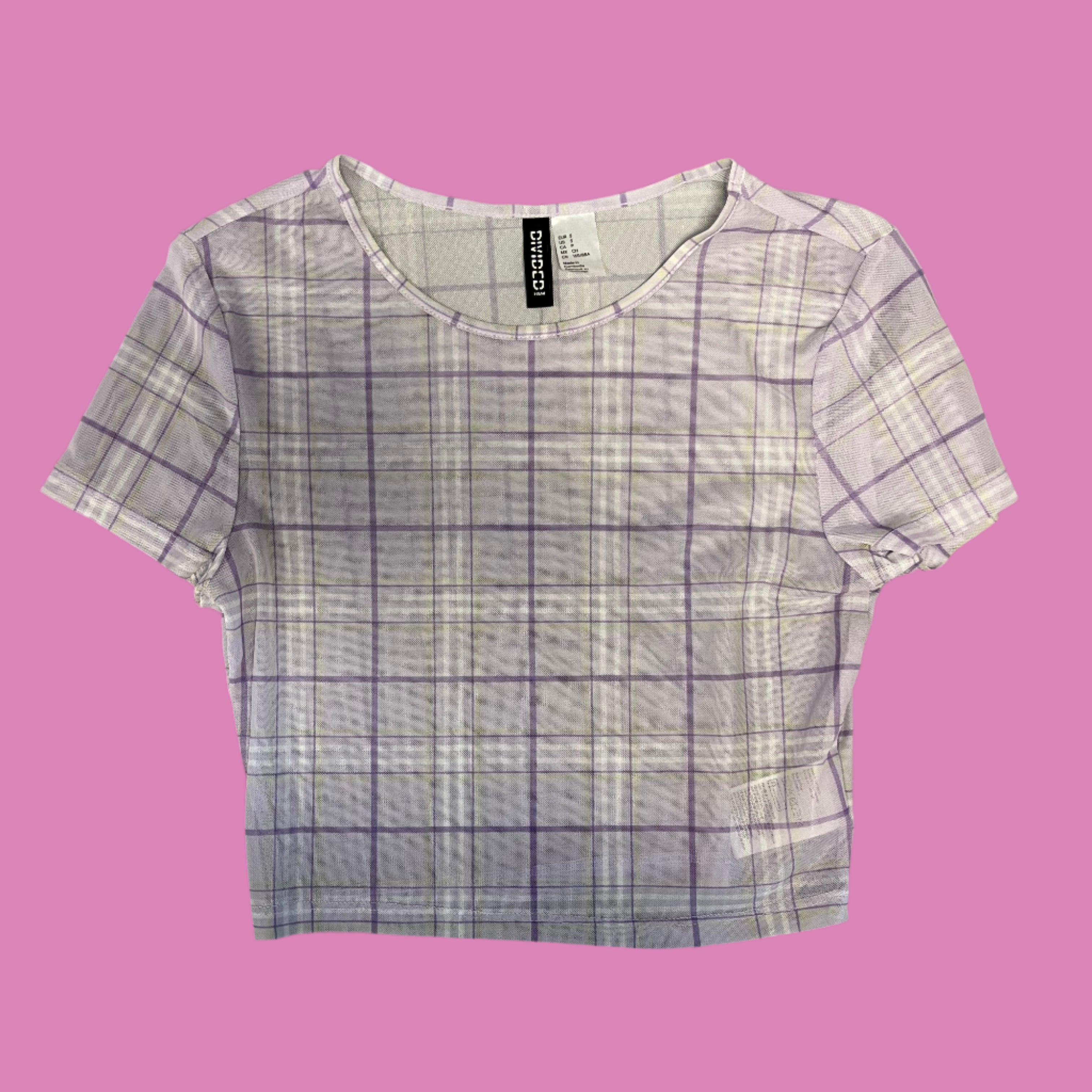 purple divided mesh plaid ss, s
