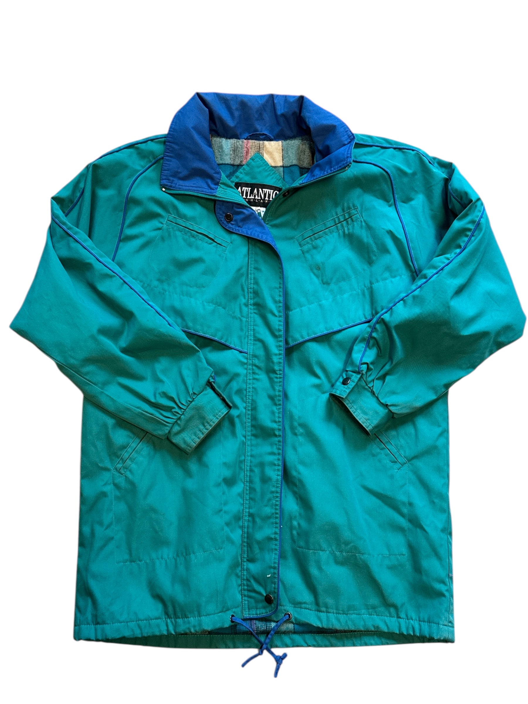 teal blue atlantic highlands flannel lined grandpa jacket, m