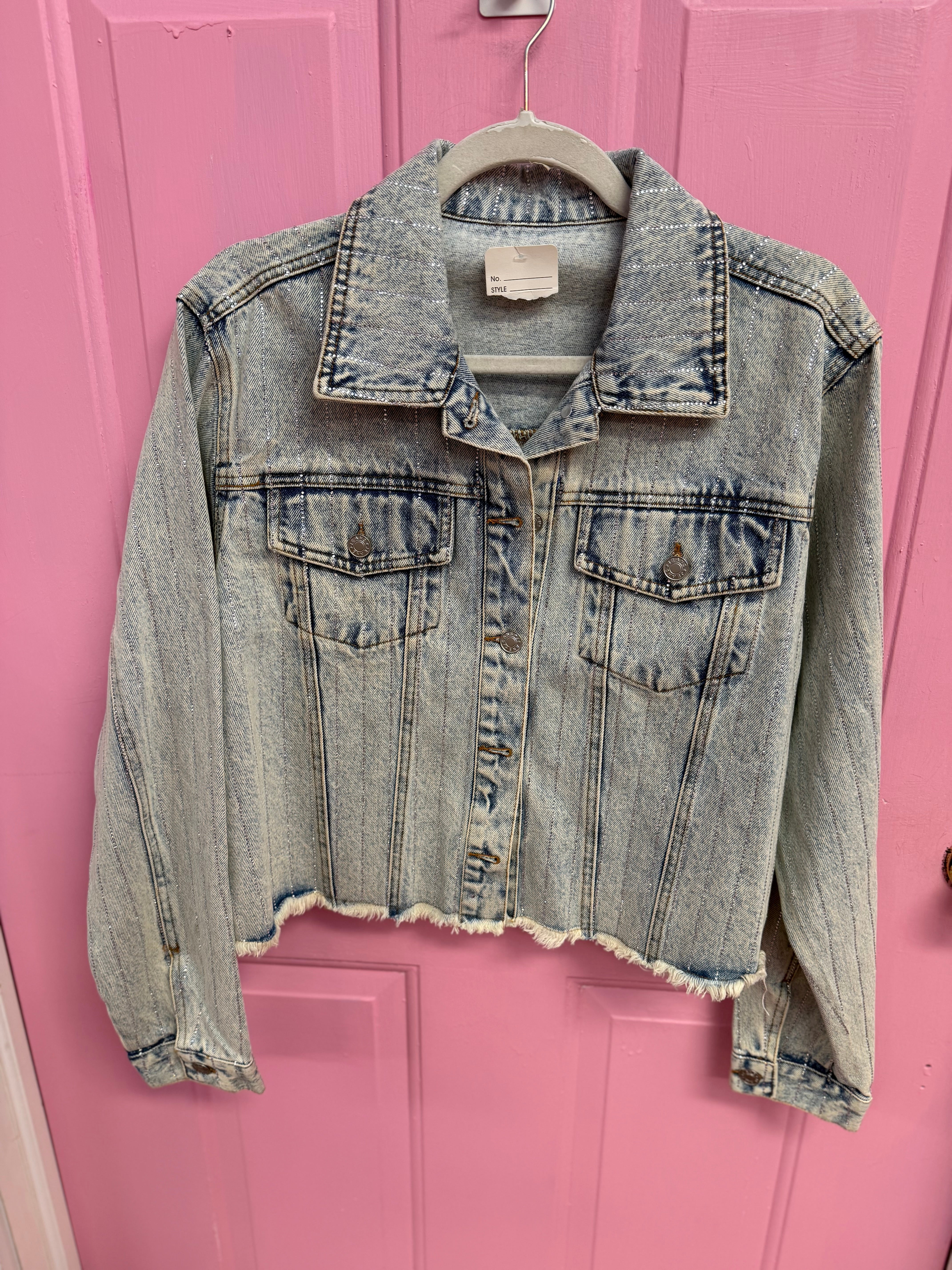 White blue  Sparkly cutie denim jacket, S