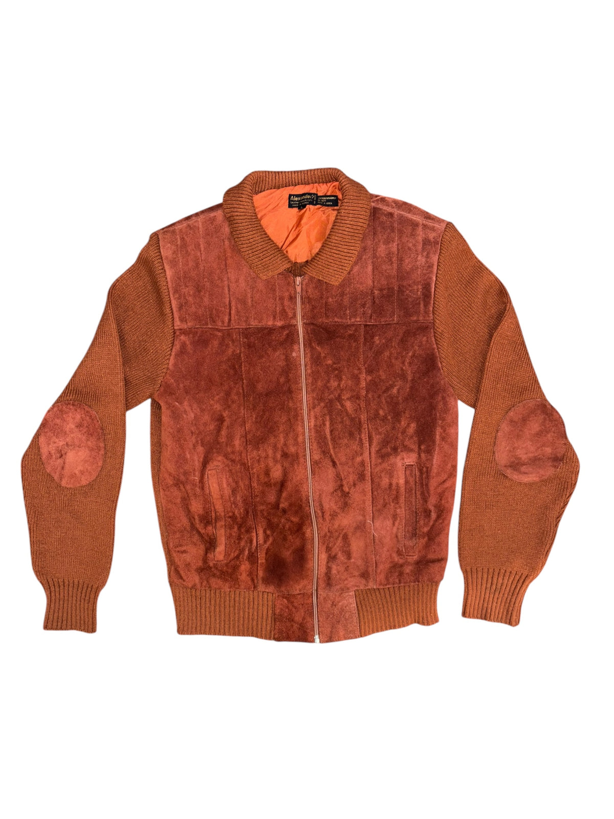 brown alexander vtg suede sweater combo, L
