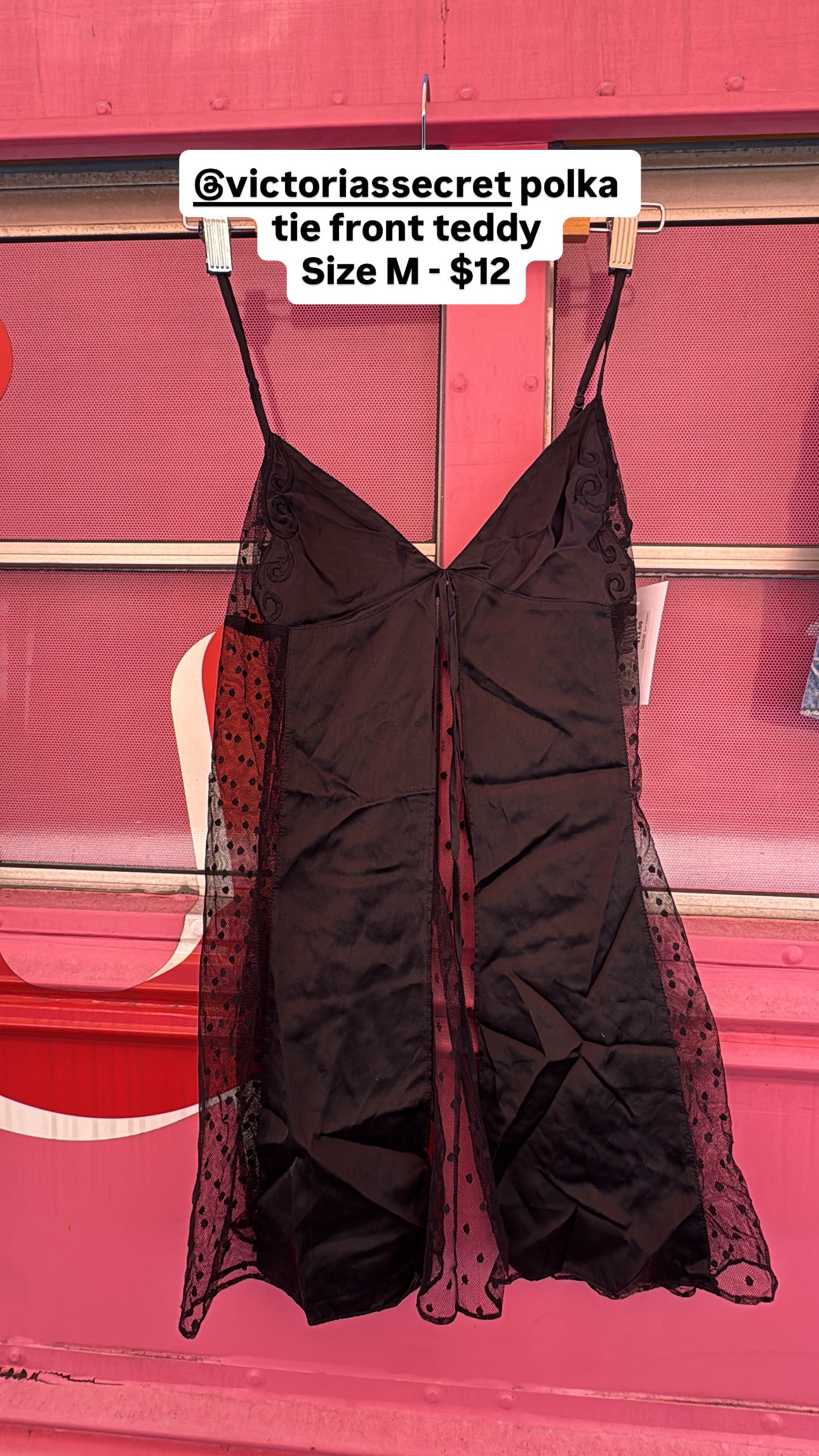 black victorias secret mesh polka dot lngerie, m