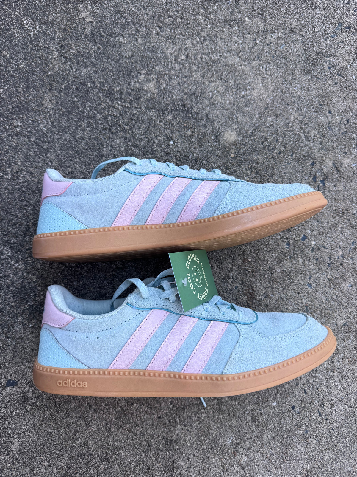 Blue pink Adidas Striped low top sneaker, 10