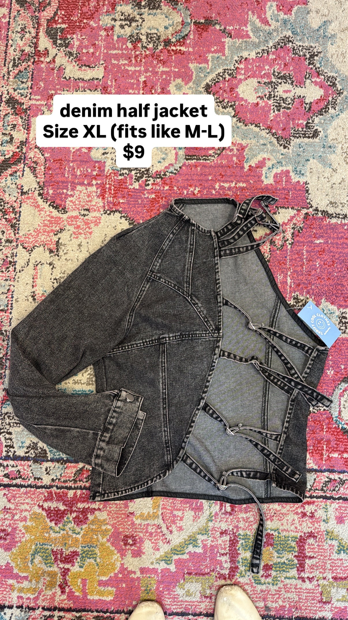 black one sleeve buckle top, XL