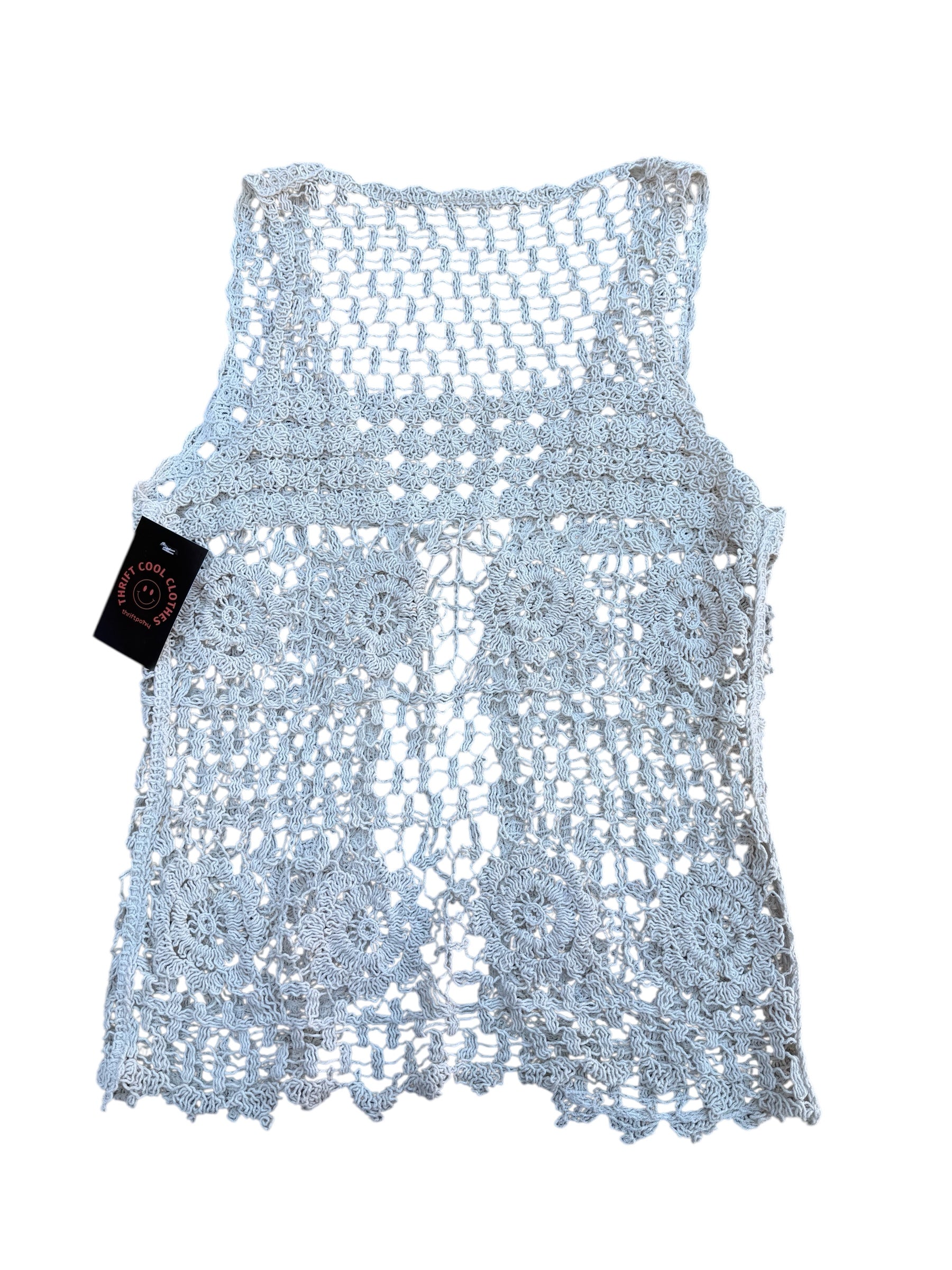 beige live happy crochet vest, os
