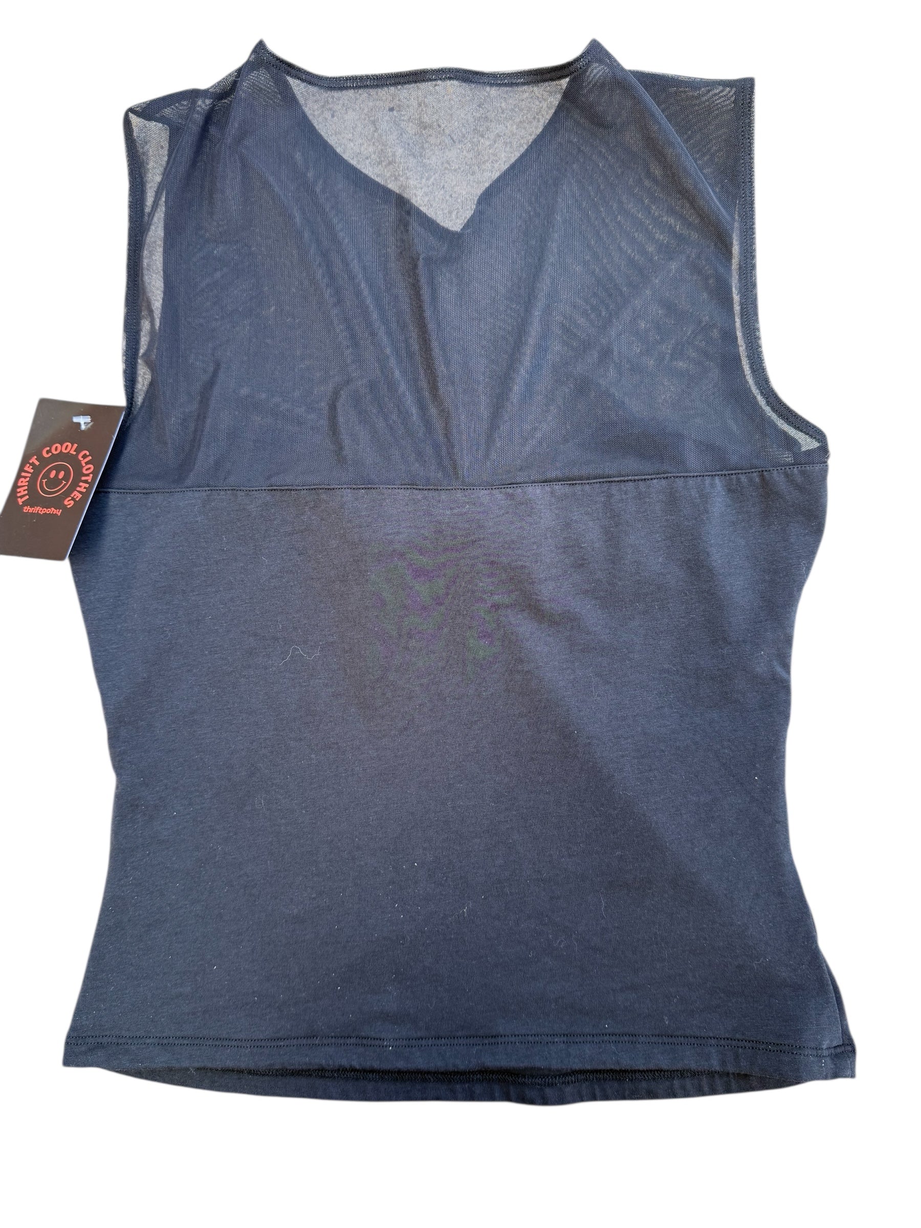 black Abercrombie high neck mesh bow tank, m