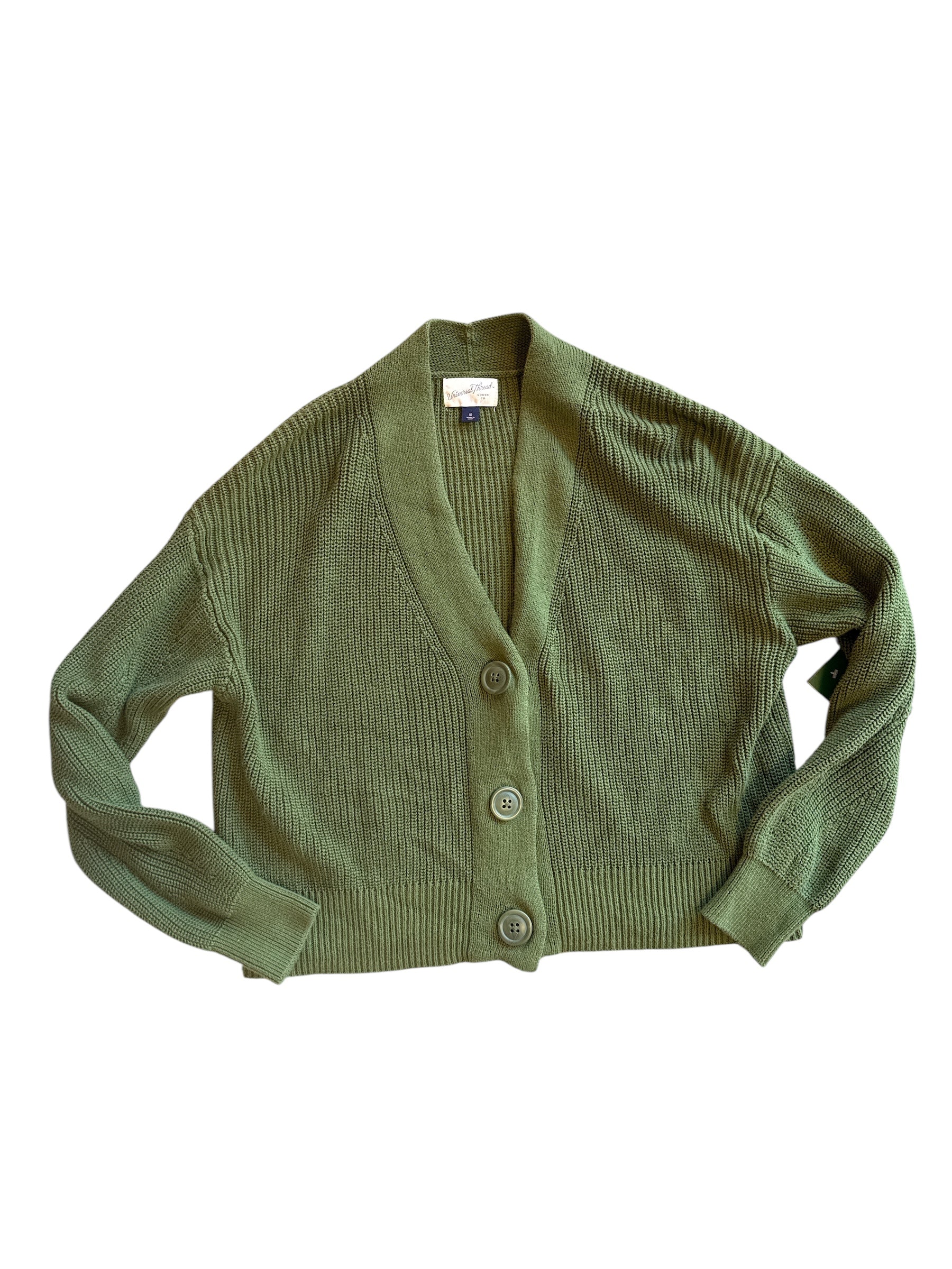 green universal thread cropped cardigan, m