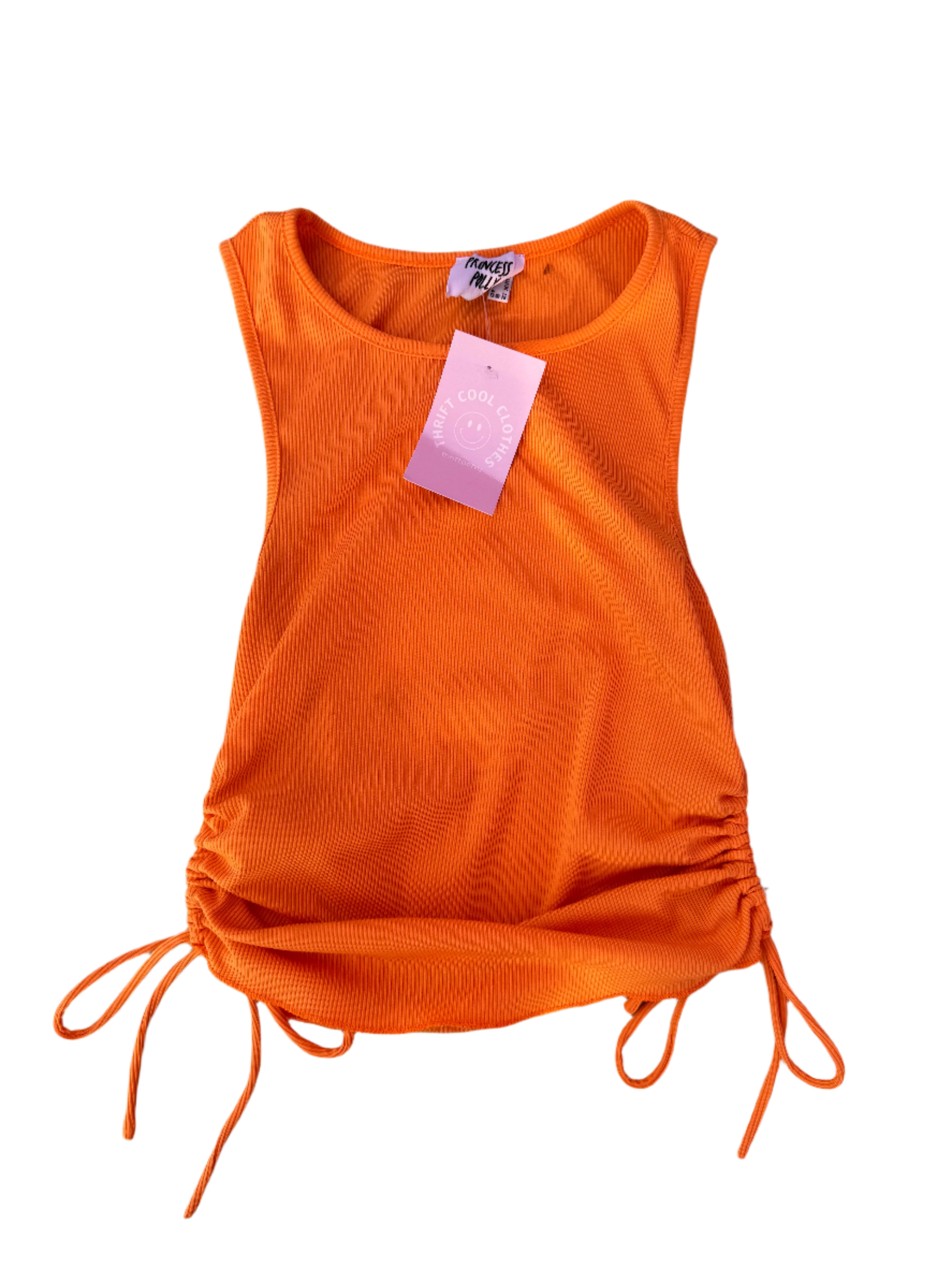 orange princess polly ribbed tank w side holes, 8