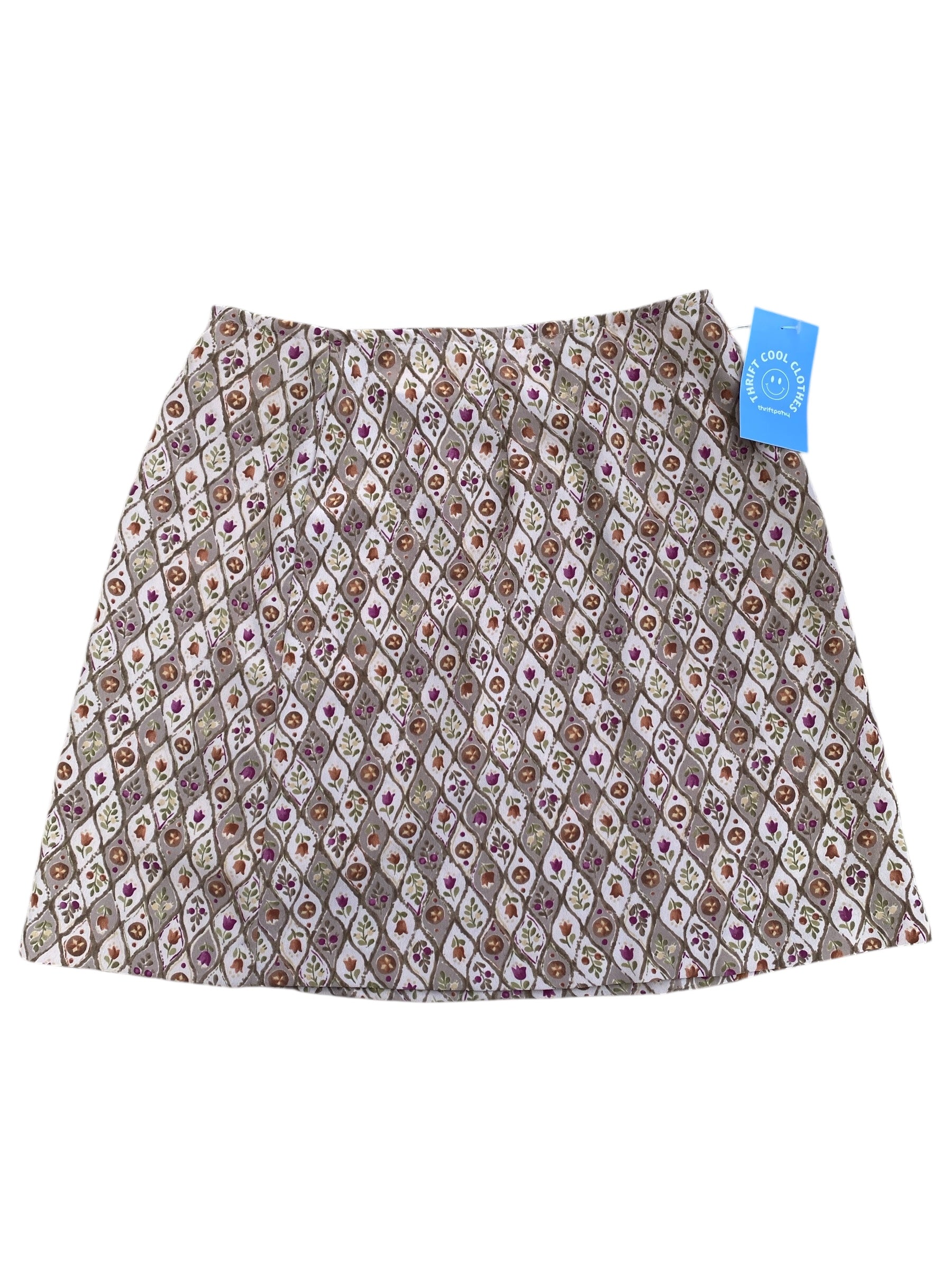 brown express floral mini skirt, 7/8