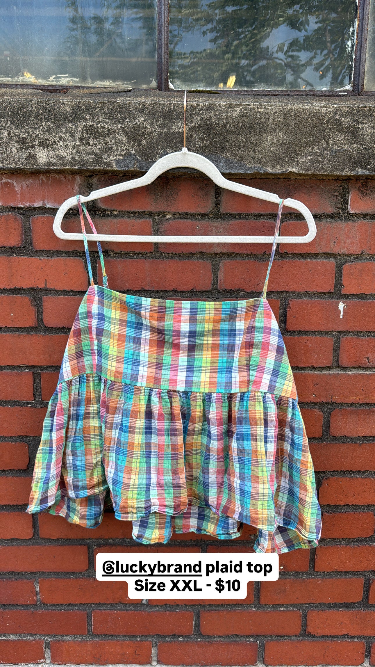 multi lucky brand Plaid babydoll tank, XXL