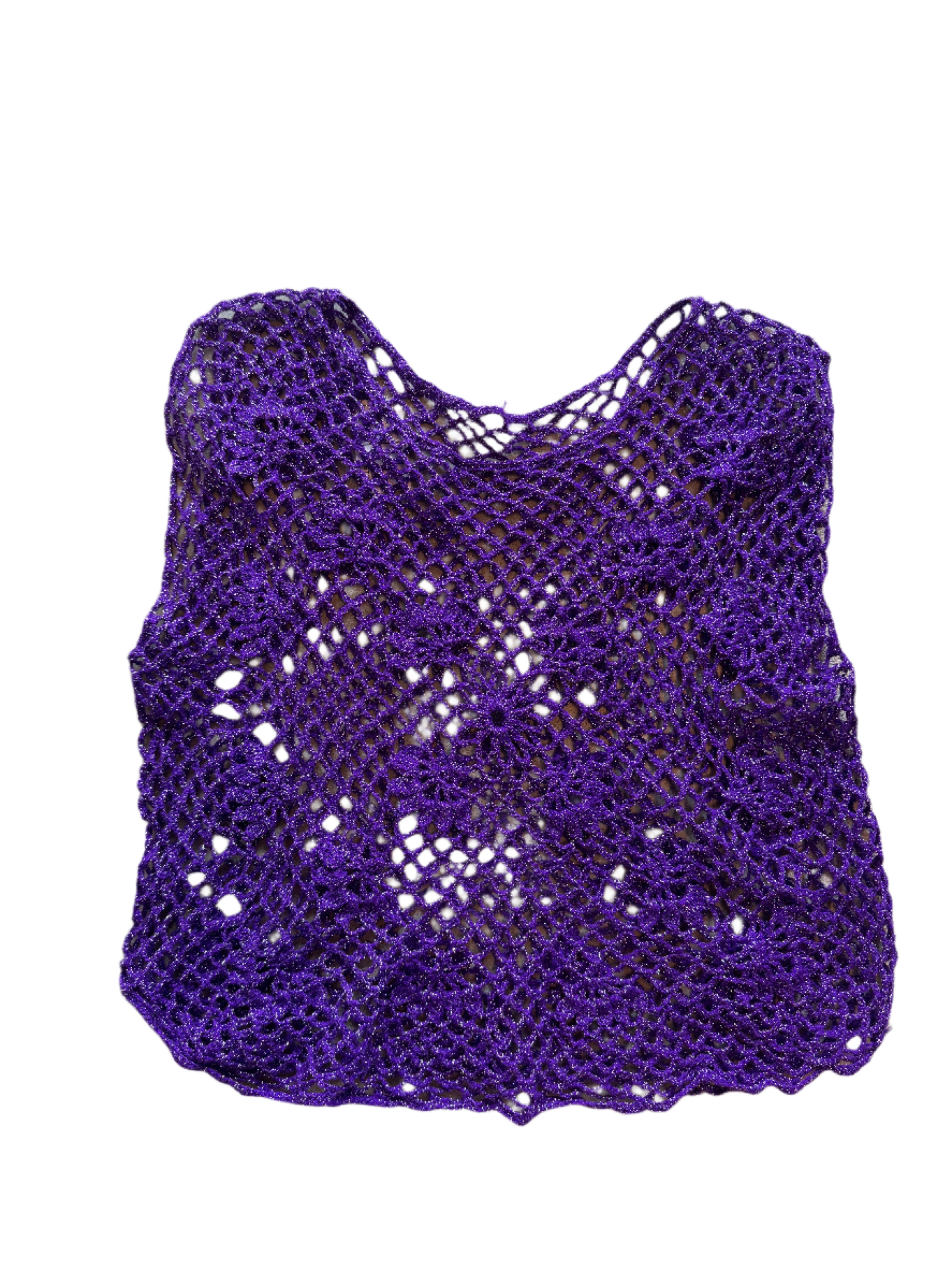 Purple  Sparkly crochet top, S