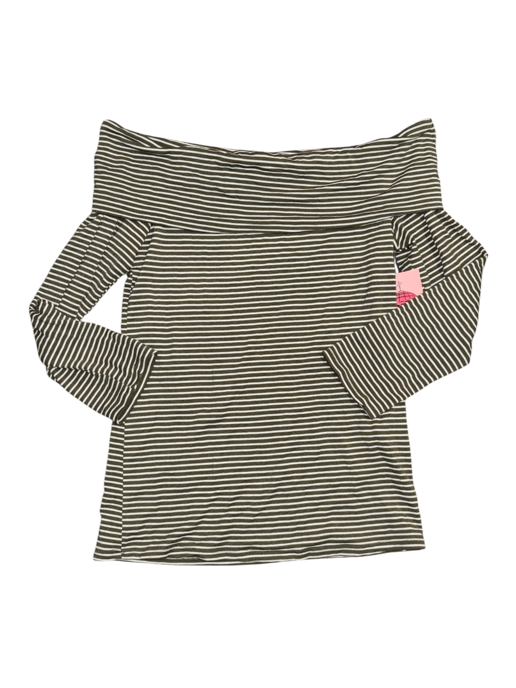 green white heart hips striped off shoulder quarter sleeve, m