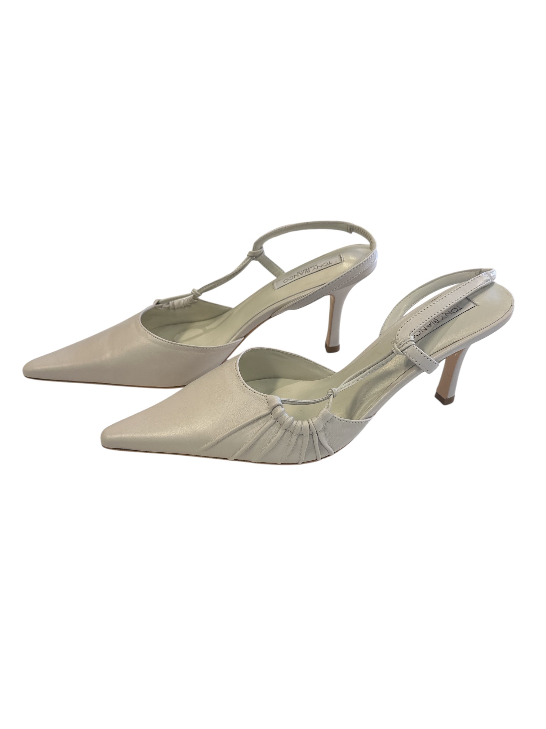 White Tony blanco Leather pointy kitten heels, 9