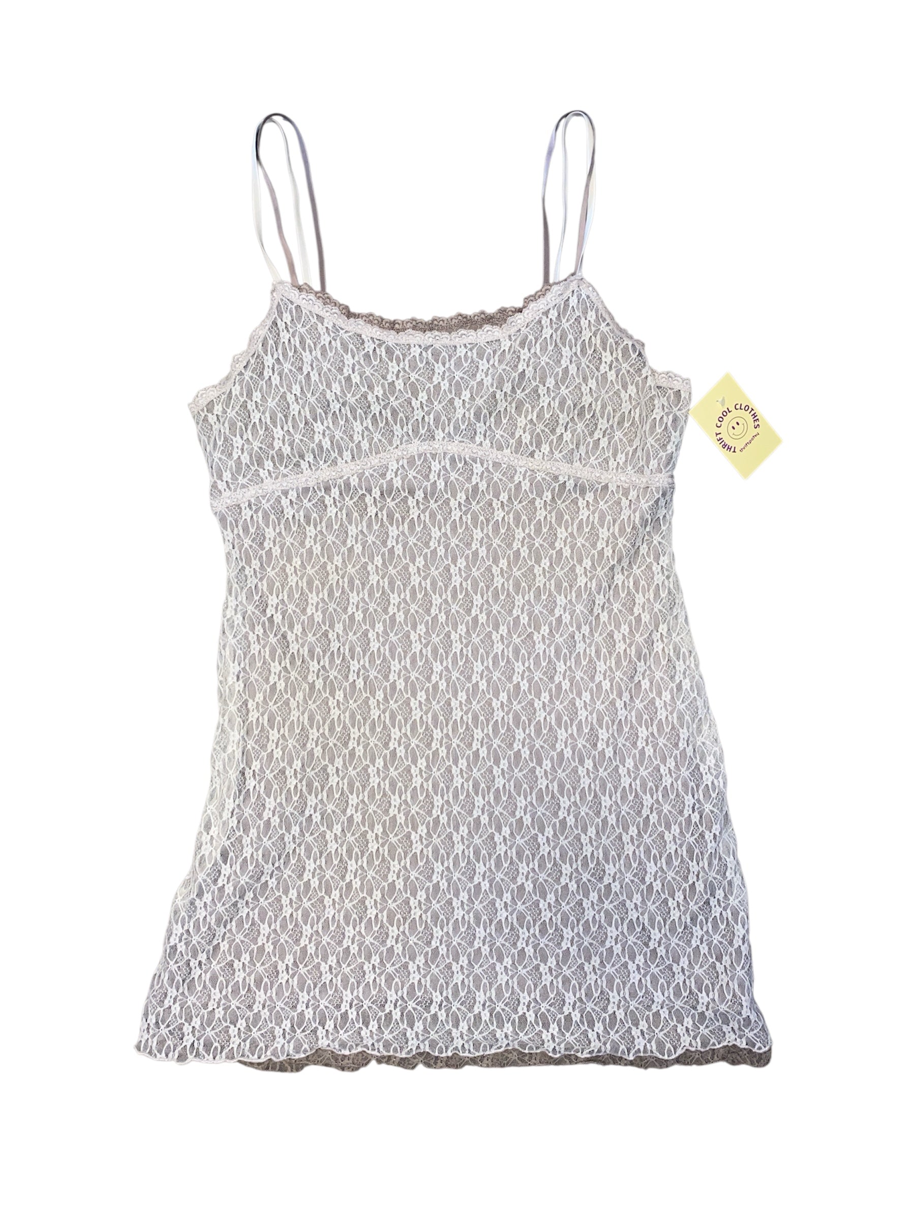 brown tan wild fable lace double layer dress, xl