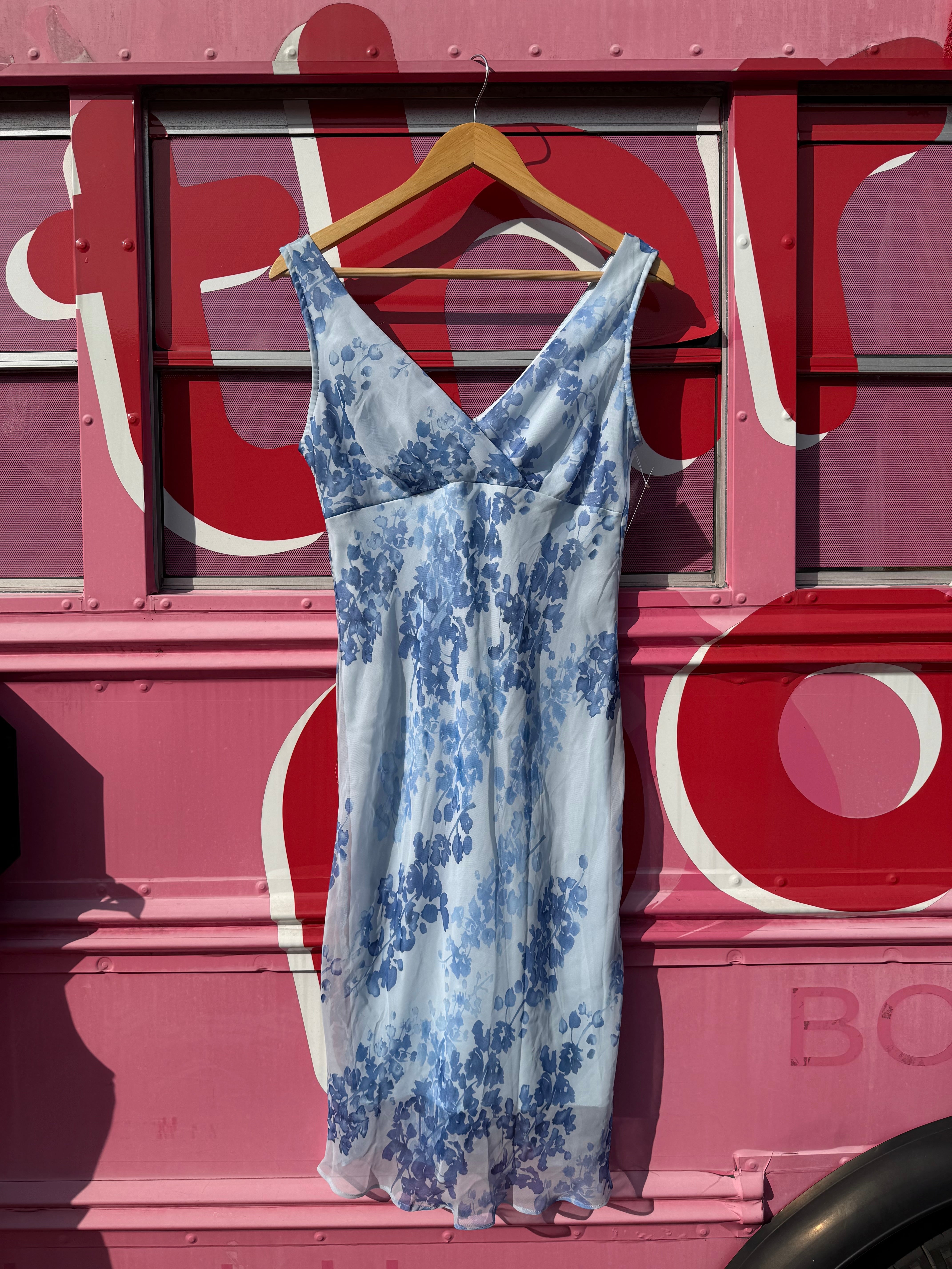 Blue Johnnie m Floral vneck midi dress, 6
