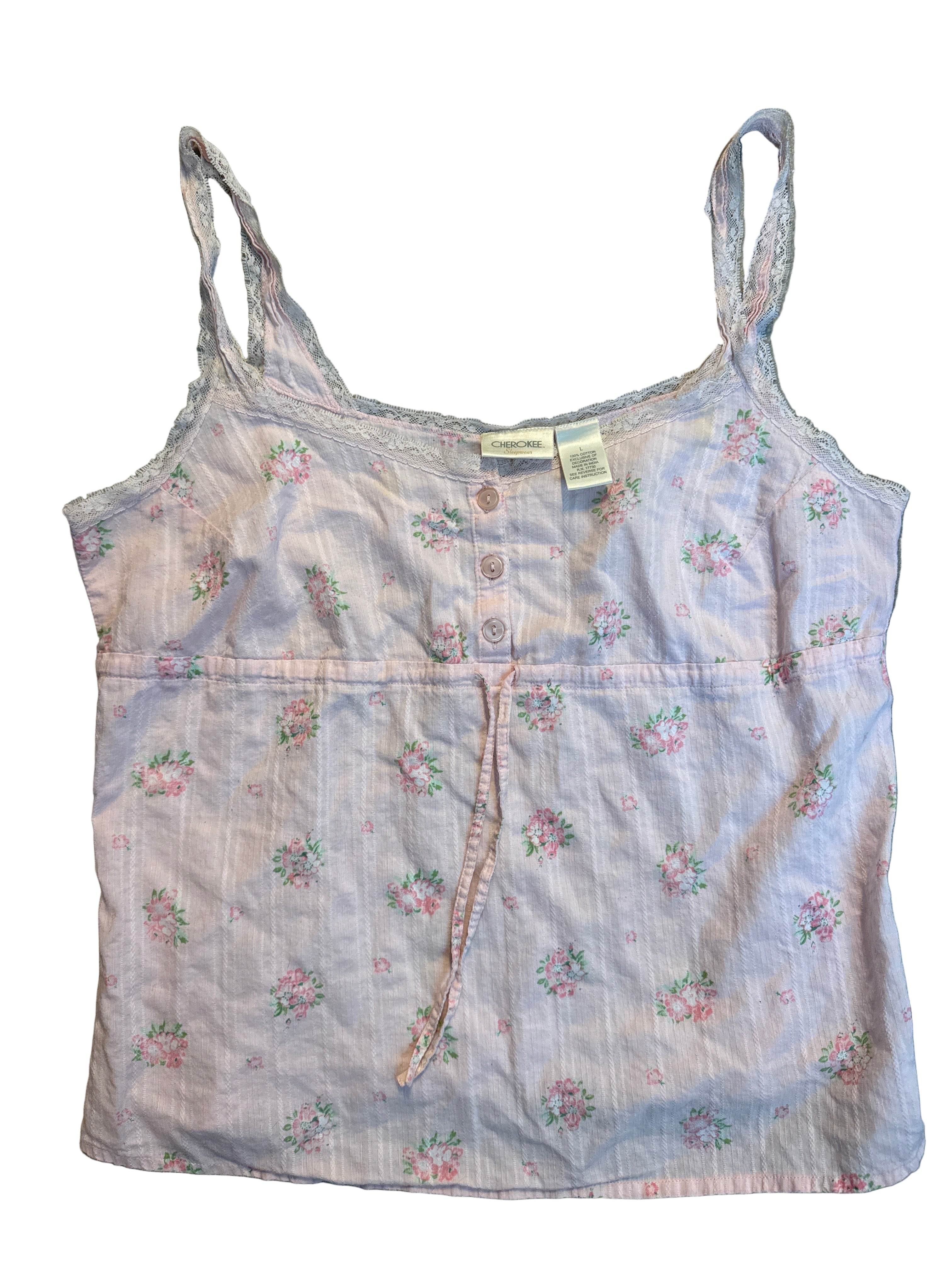`pink cherokee floral tank sold as is, L