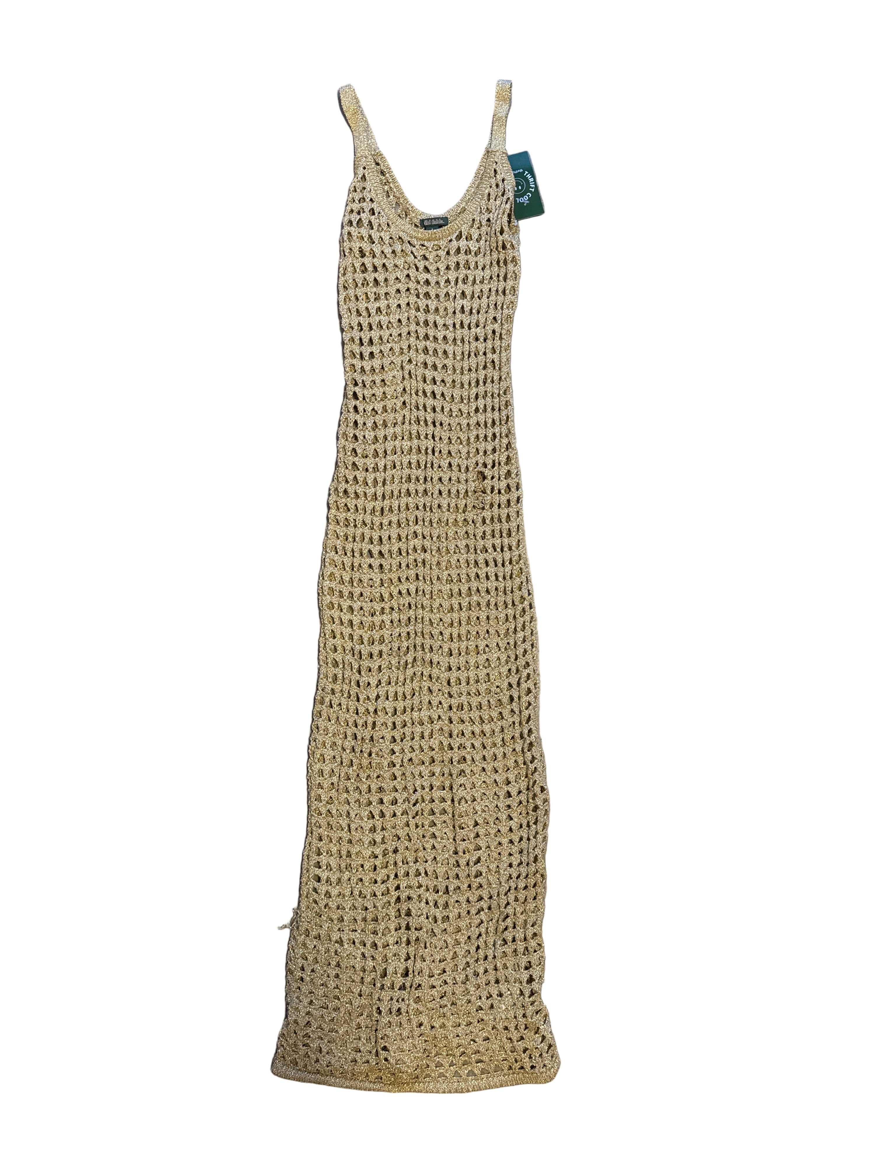 gold wild fable sparkle crochet maxi dress, s