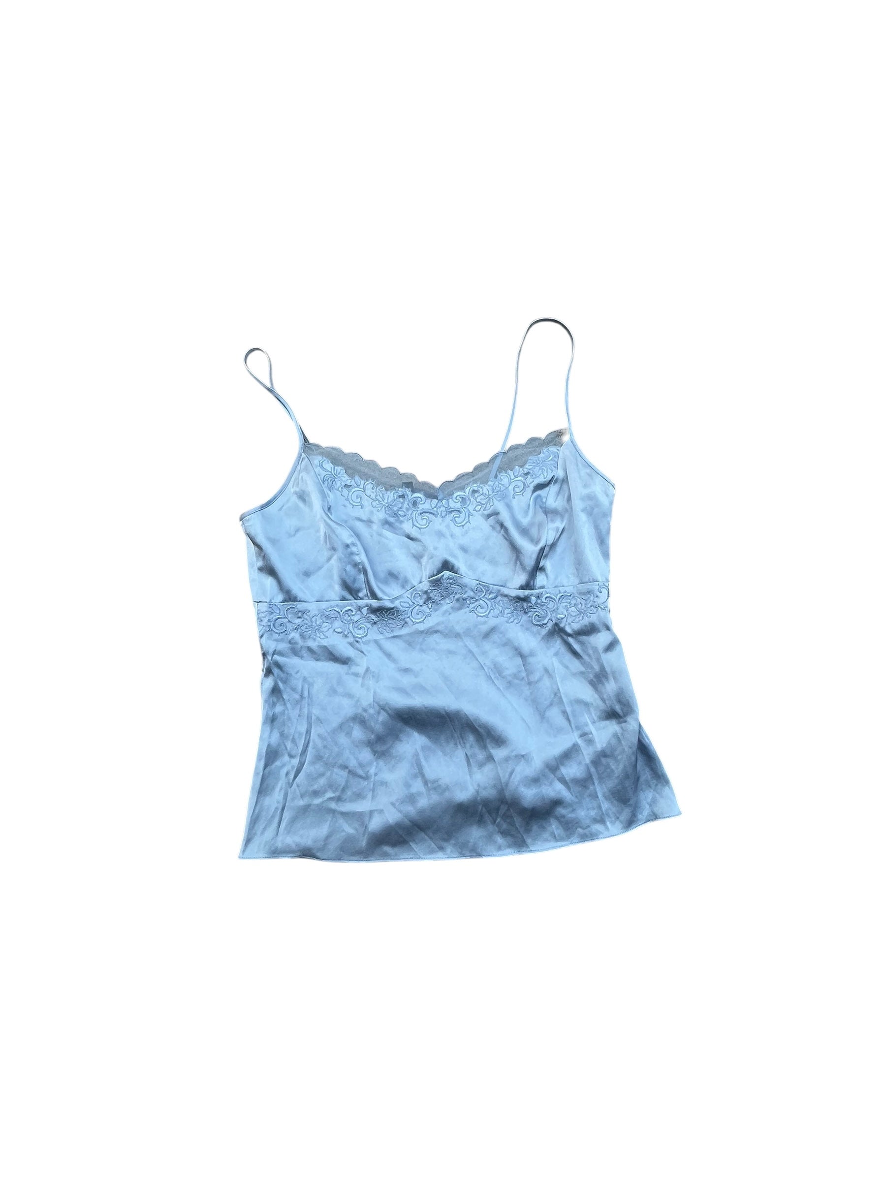 blue antonio melani DEADSTOCK satin embroider bustier tank, s