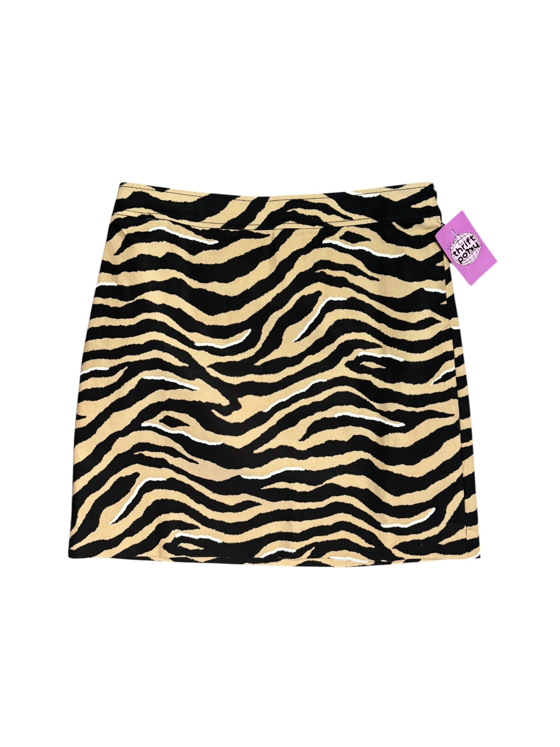 tan black talbots animal print midi skirt