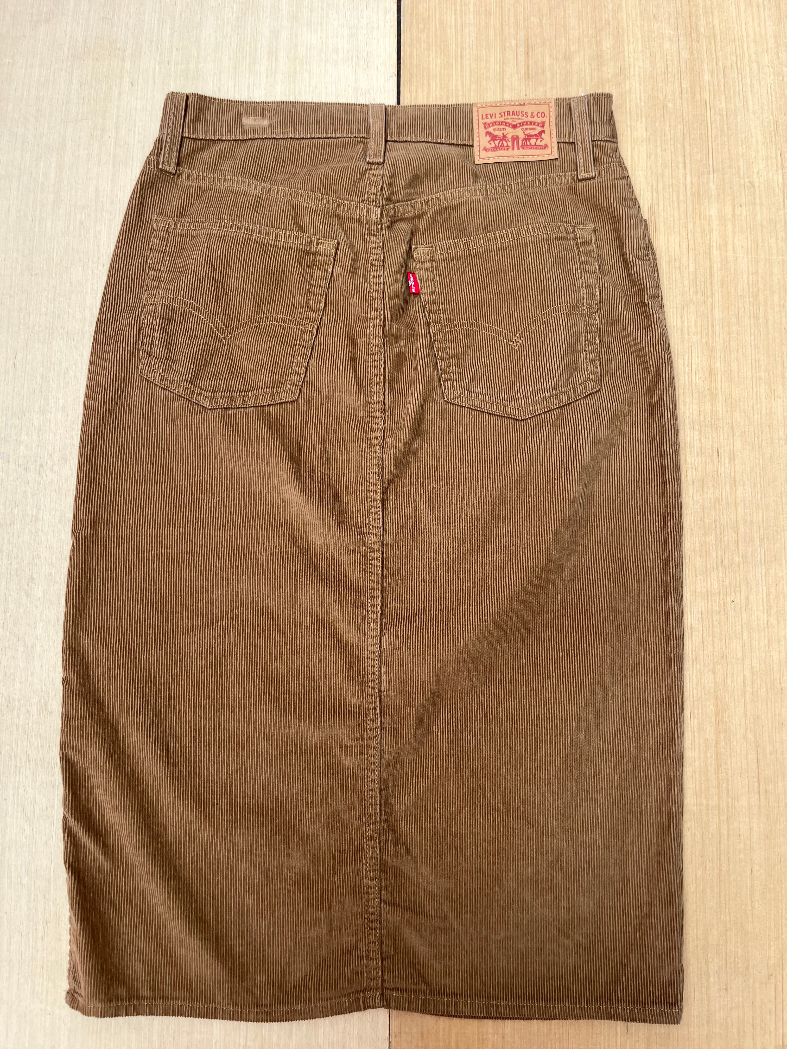 brown levi cord long skirt, 28
