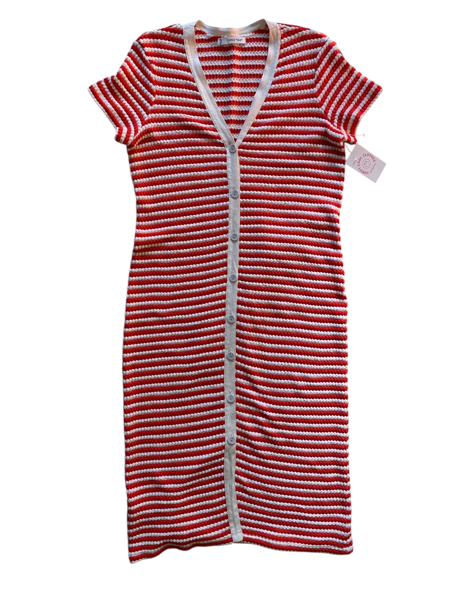 cream red bishop + young striped henley sweater dress, L