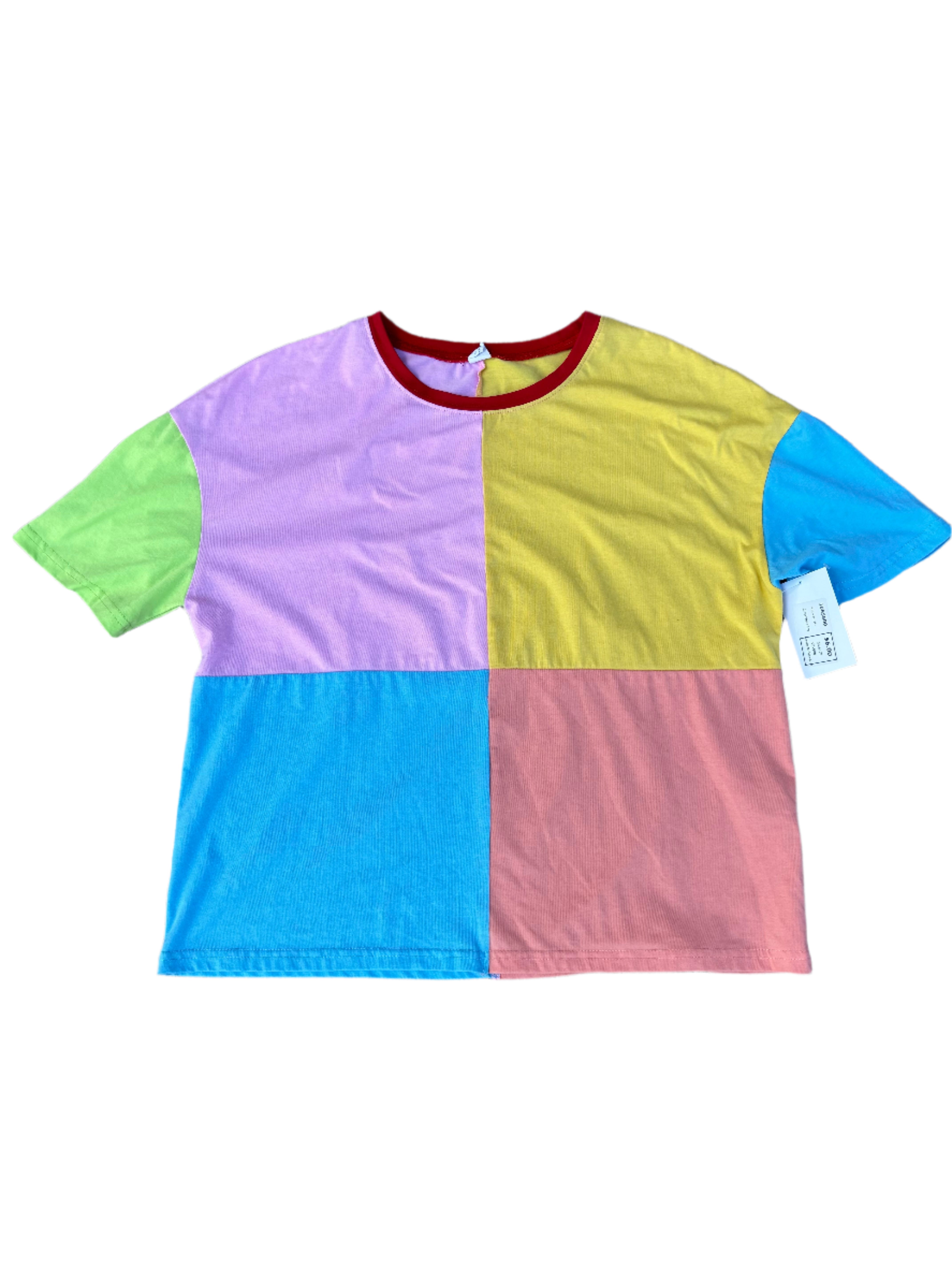 Pink blue yellow  Colorblock tee, XL