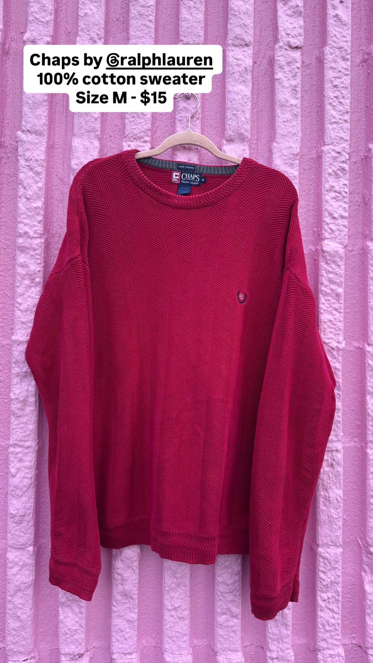 red chaps herringbone sweater, m