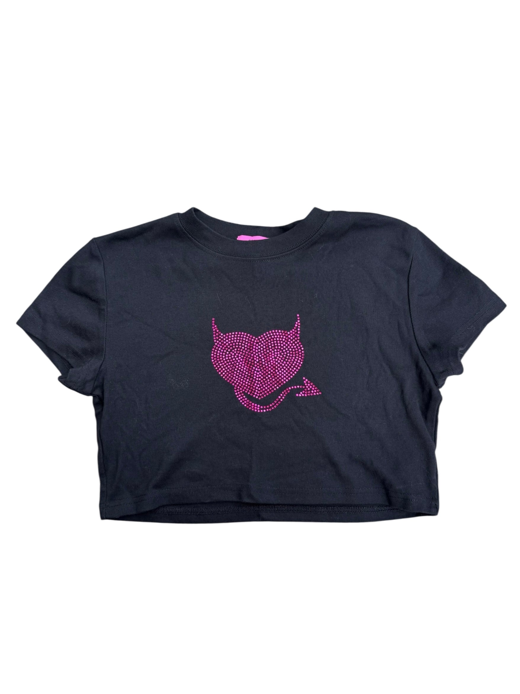 black pink edikted bedazzled tee, m