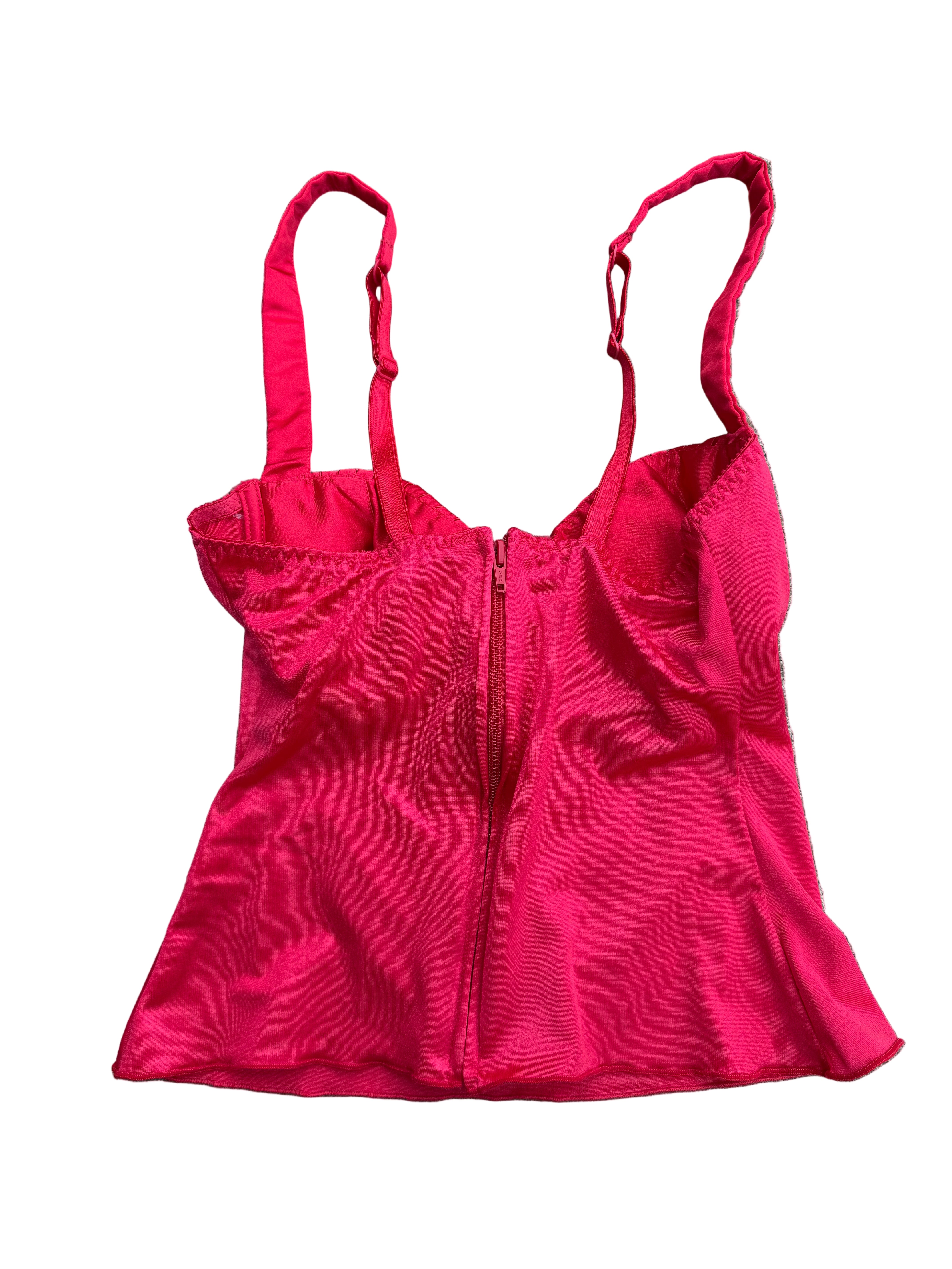 red  pleated cup lingerie top, 34