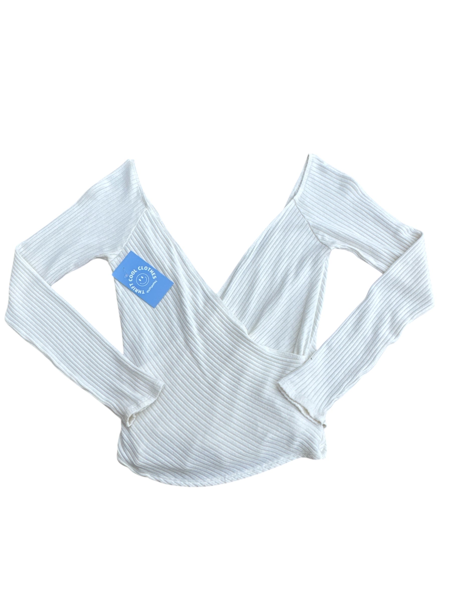 white reformation ribbed ls twist top, m