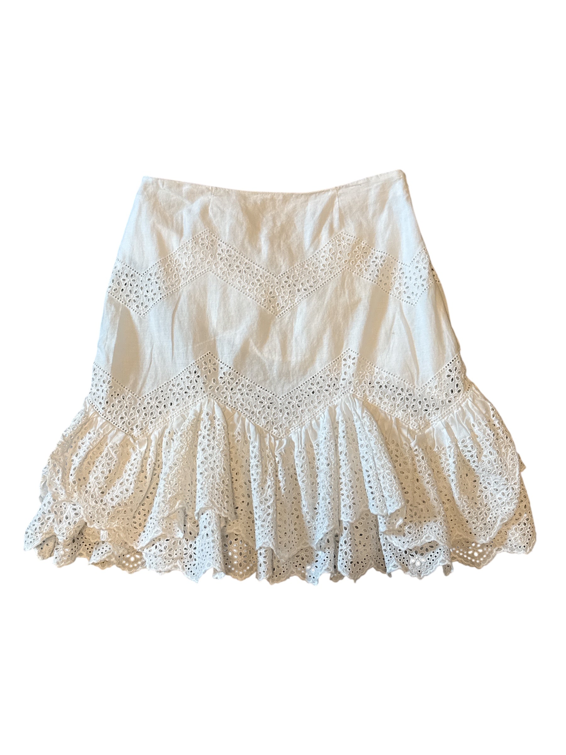 white h&M eyelet mini pleated skirt, 0
