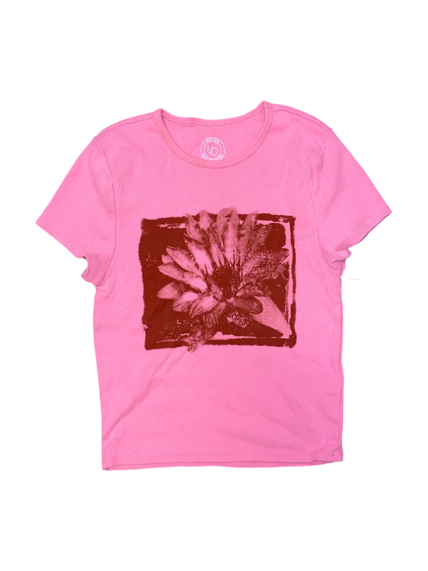 pink urban outfitters flower baby tee, L