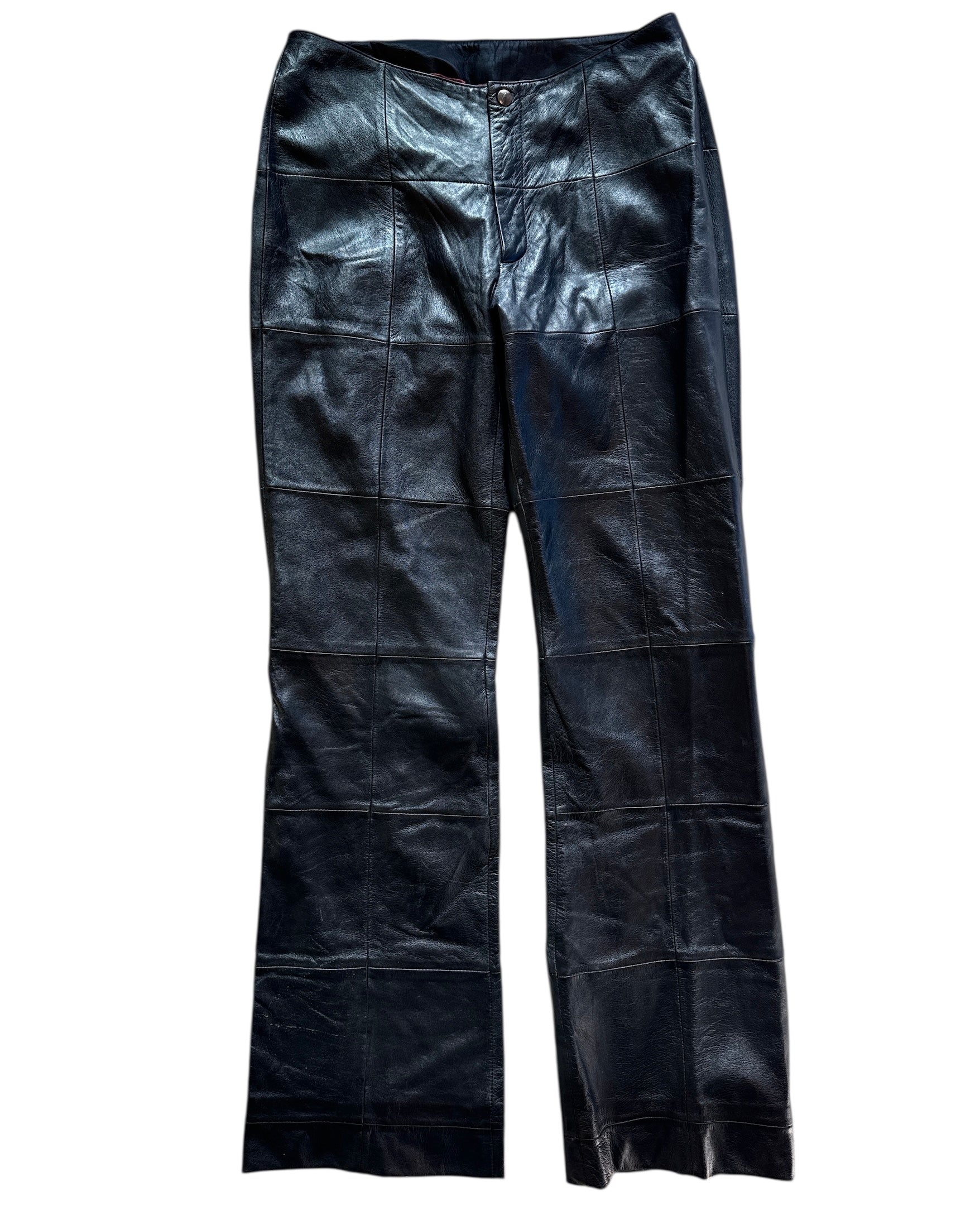 Black Venus Williams Leather patchwork pants, 4