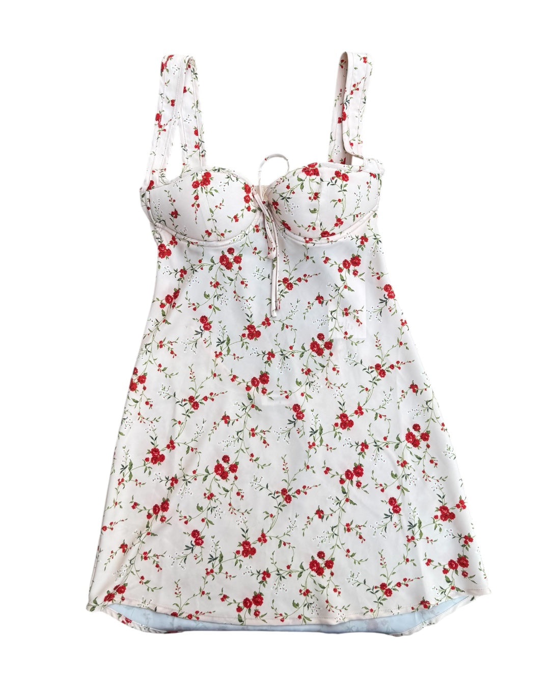 Cream Red Rumored Floral bustier dress, S
