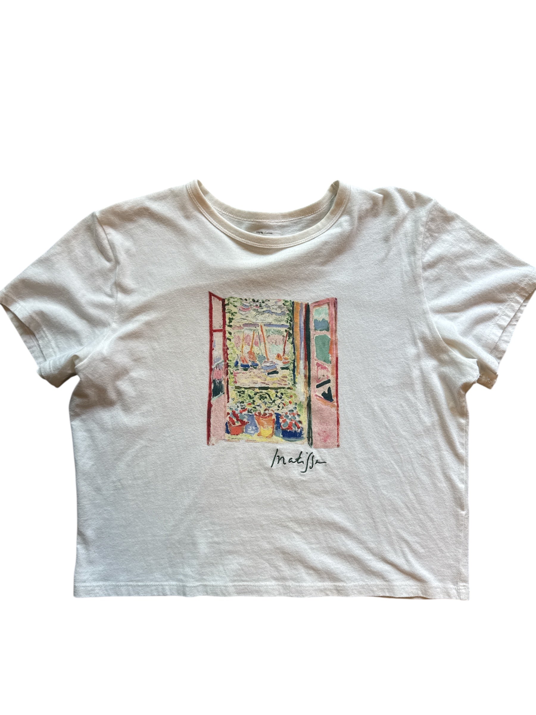 white abercrombie art print tee, L