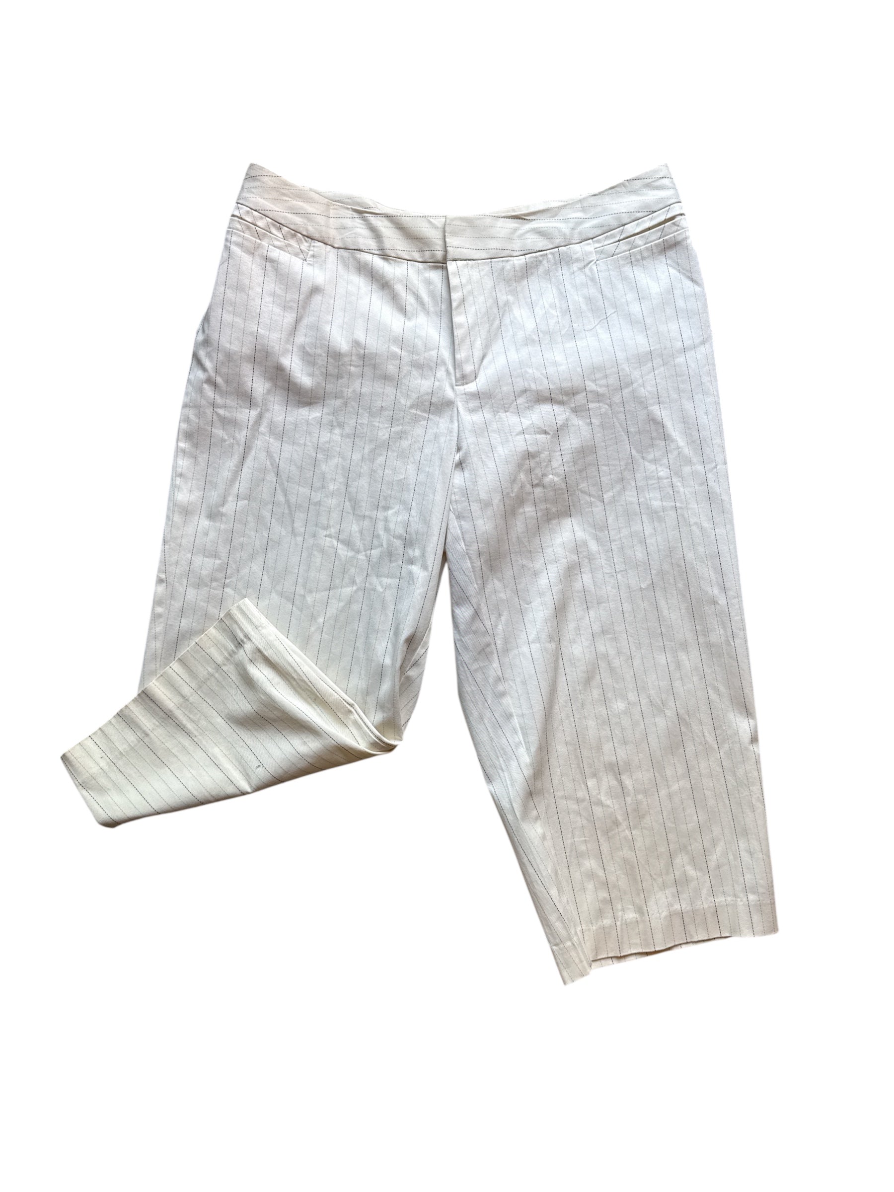 cream teal black george striped pants, 18w