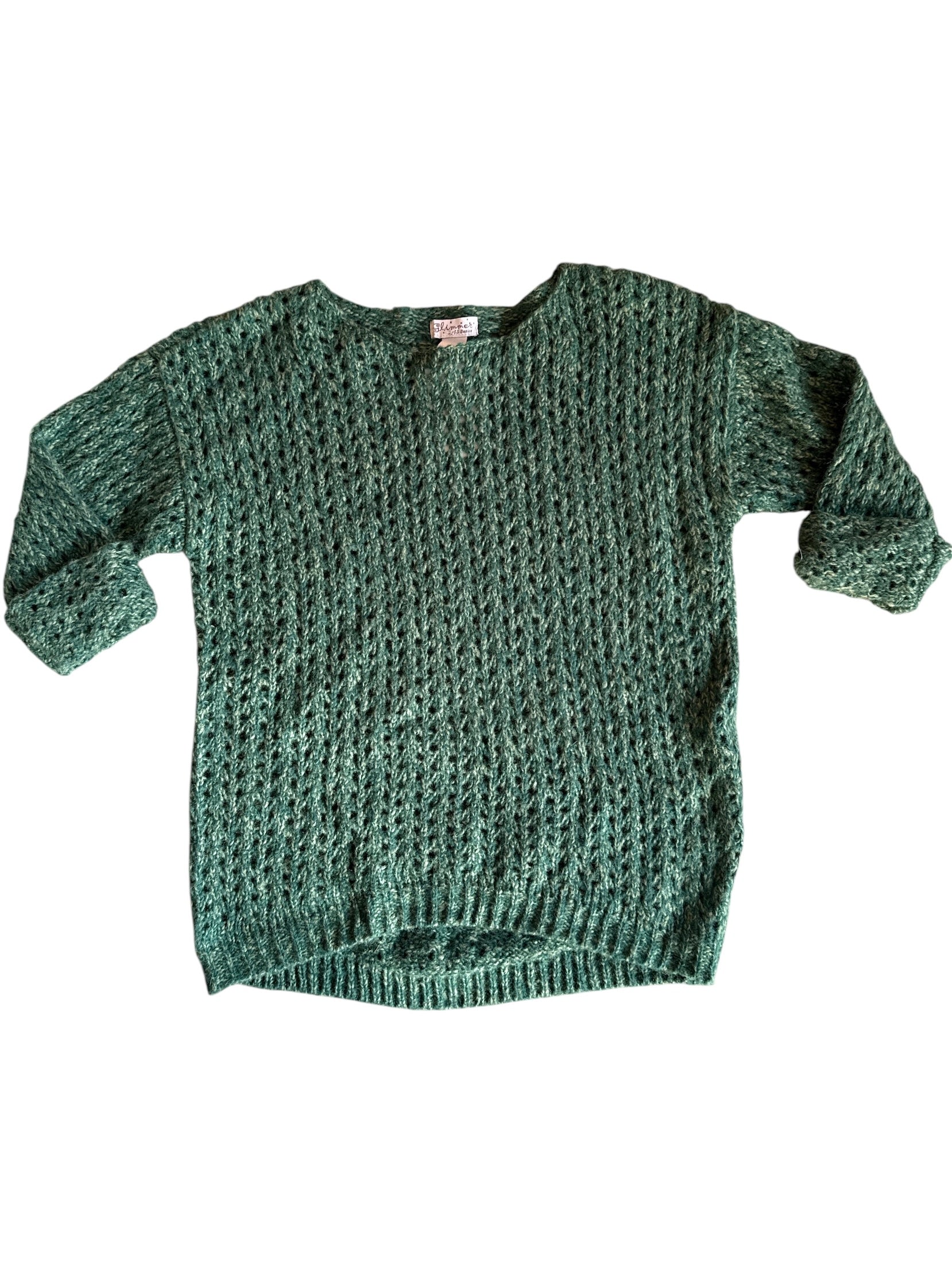 Green Glimmer Holey crochet sweater, L