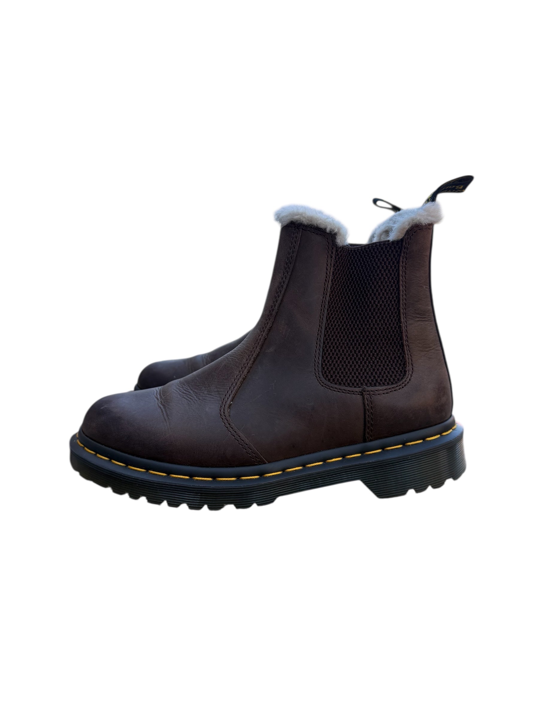 brown dr martens lined chelsea boots, women's 7