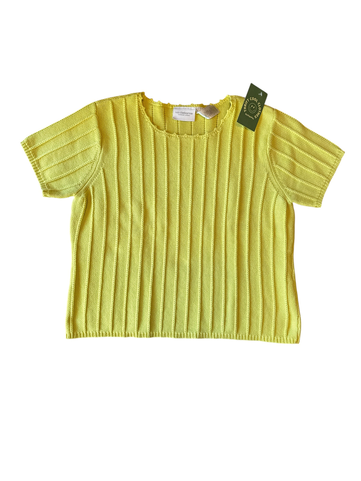 Neon green Liz Claiborne 100% cotton ss sweater, XL