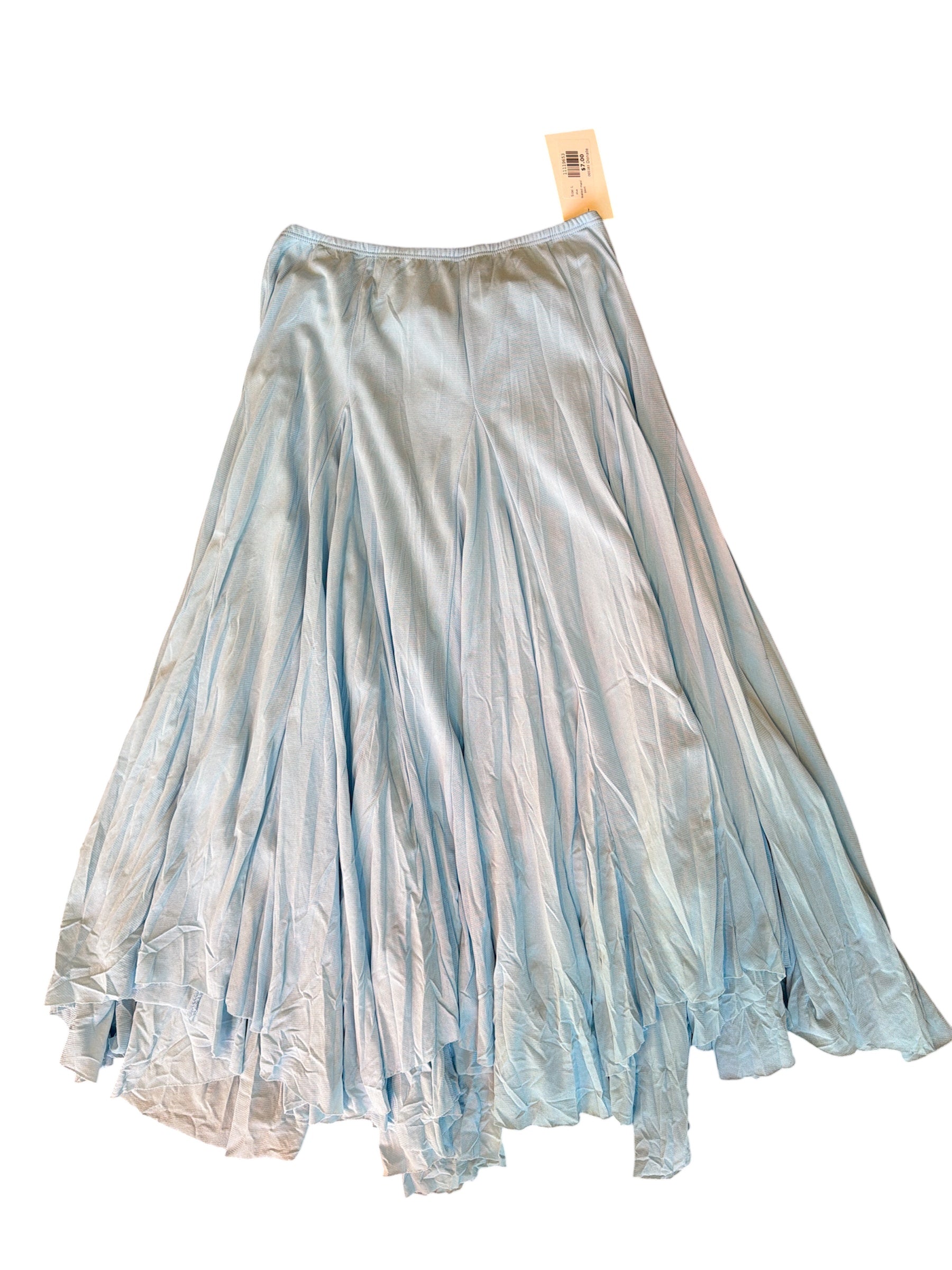 blue  pleated maxi skirt, L