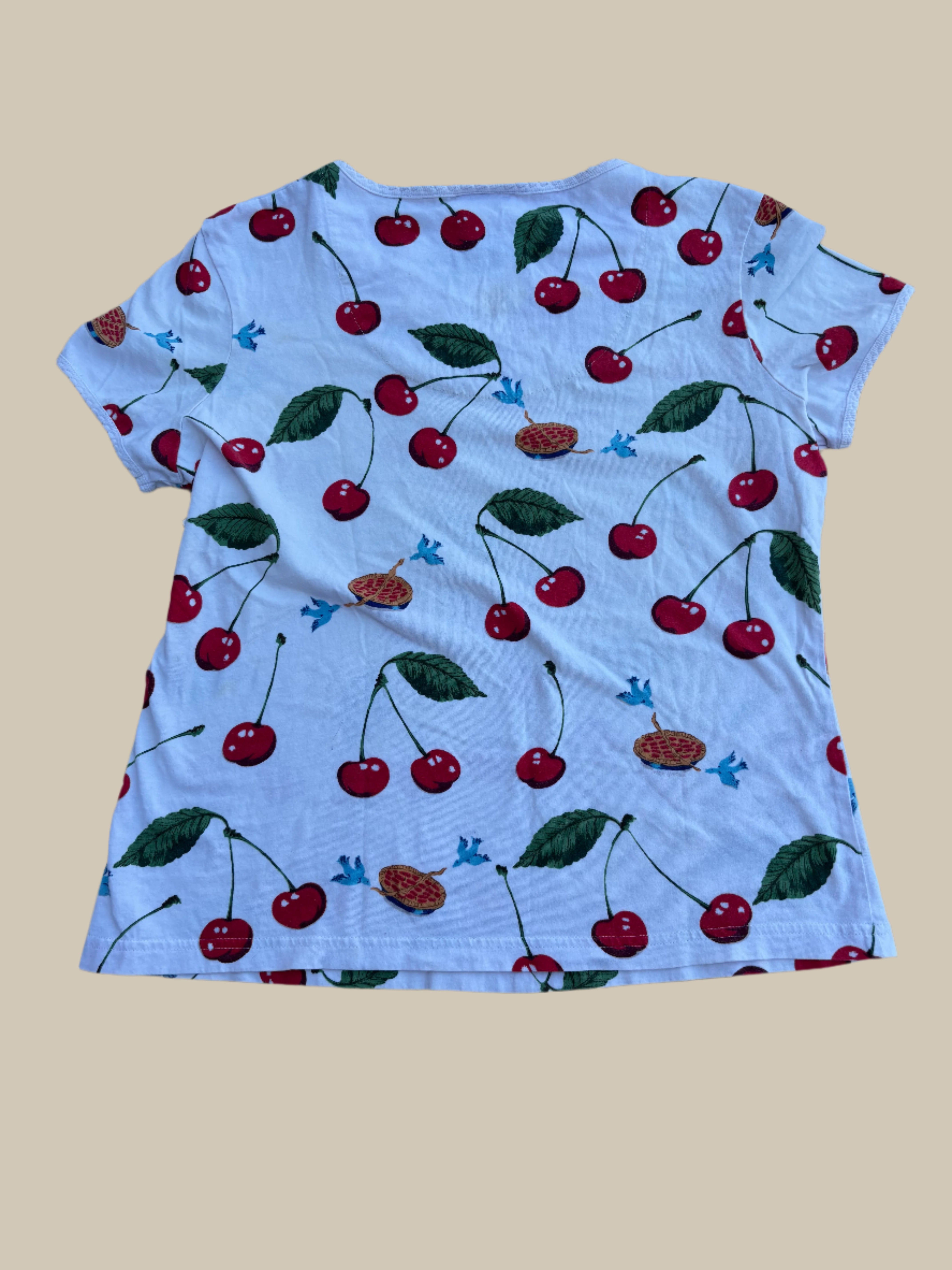 White red Nickis nana Cherry pie tee, S