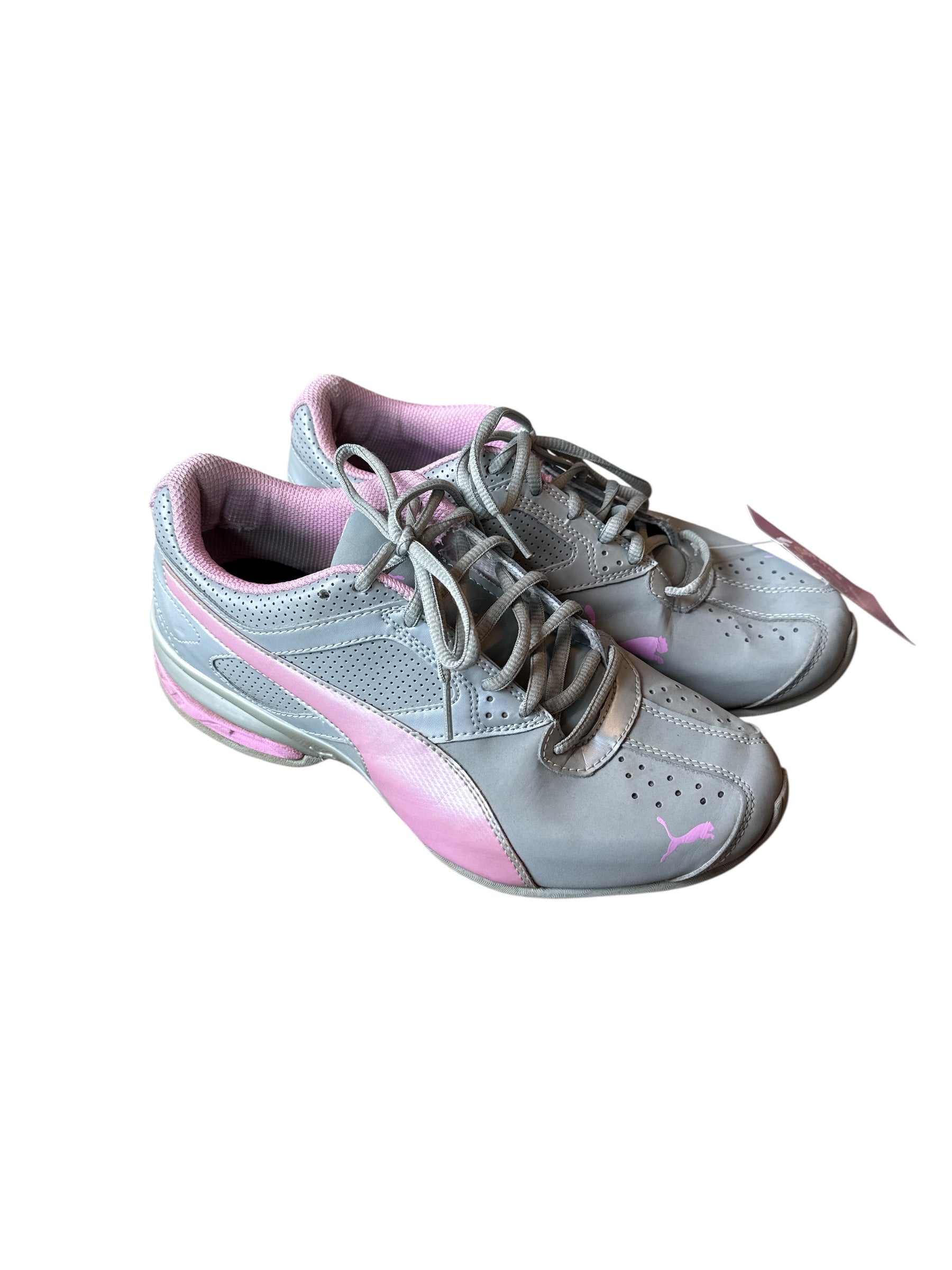 gray pink puma sneakers, W8.5