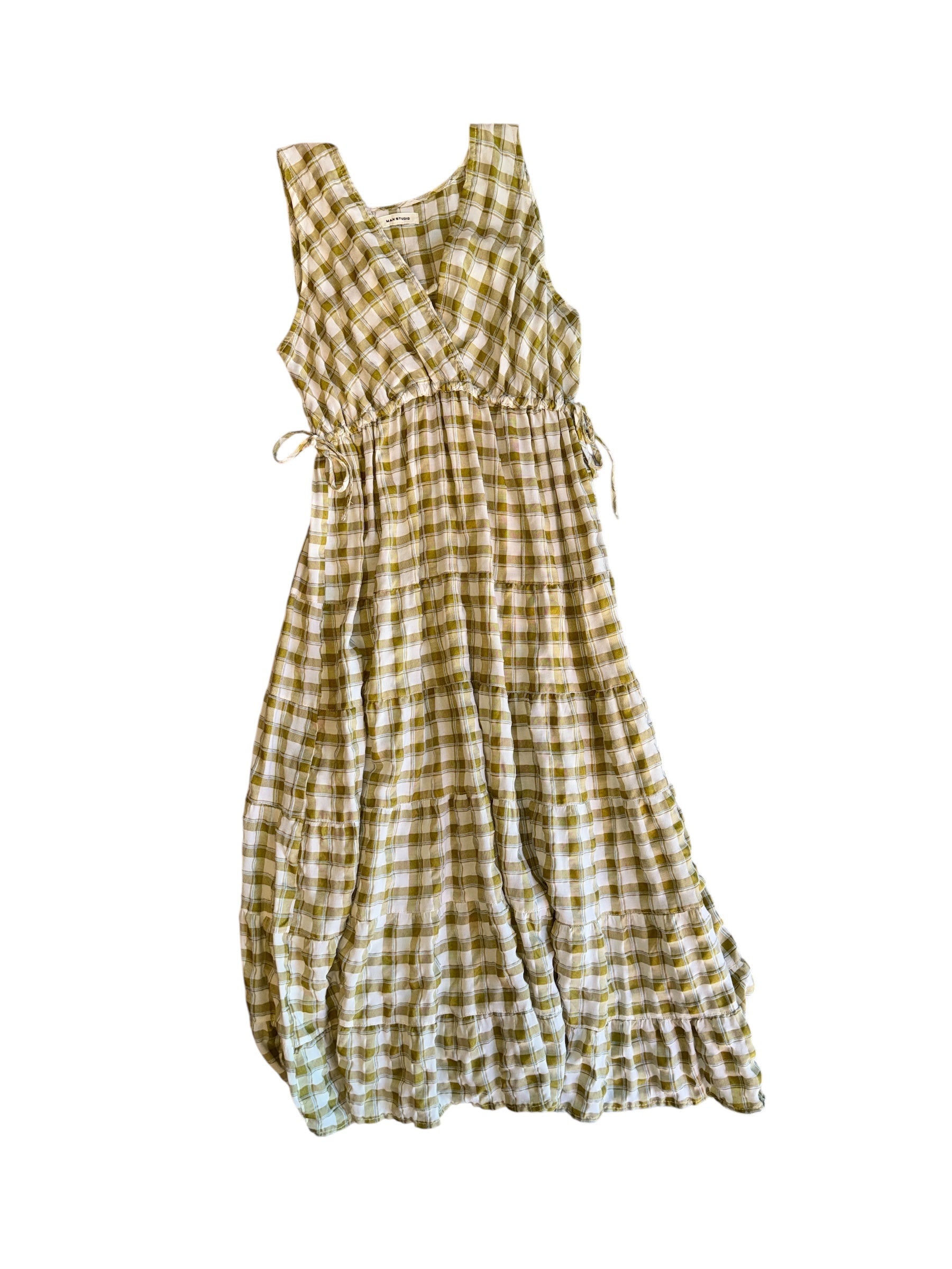 green  plaid maxi dress, small