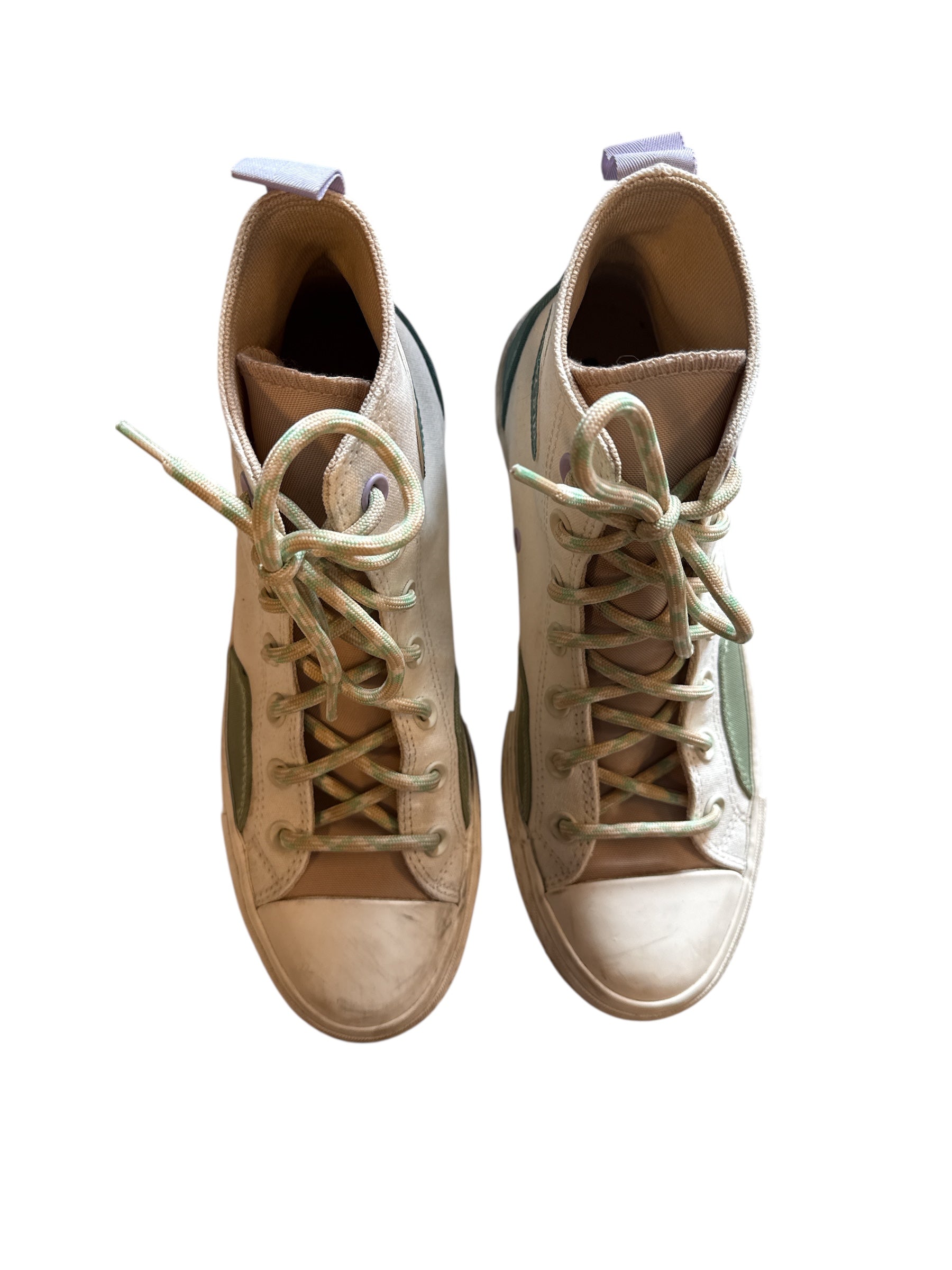 Cream green teal Converse High top sneakers, 8.5