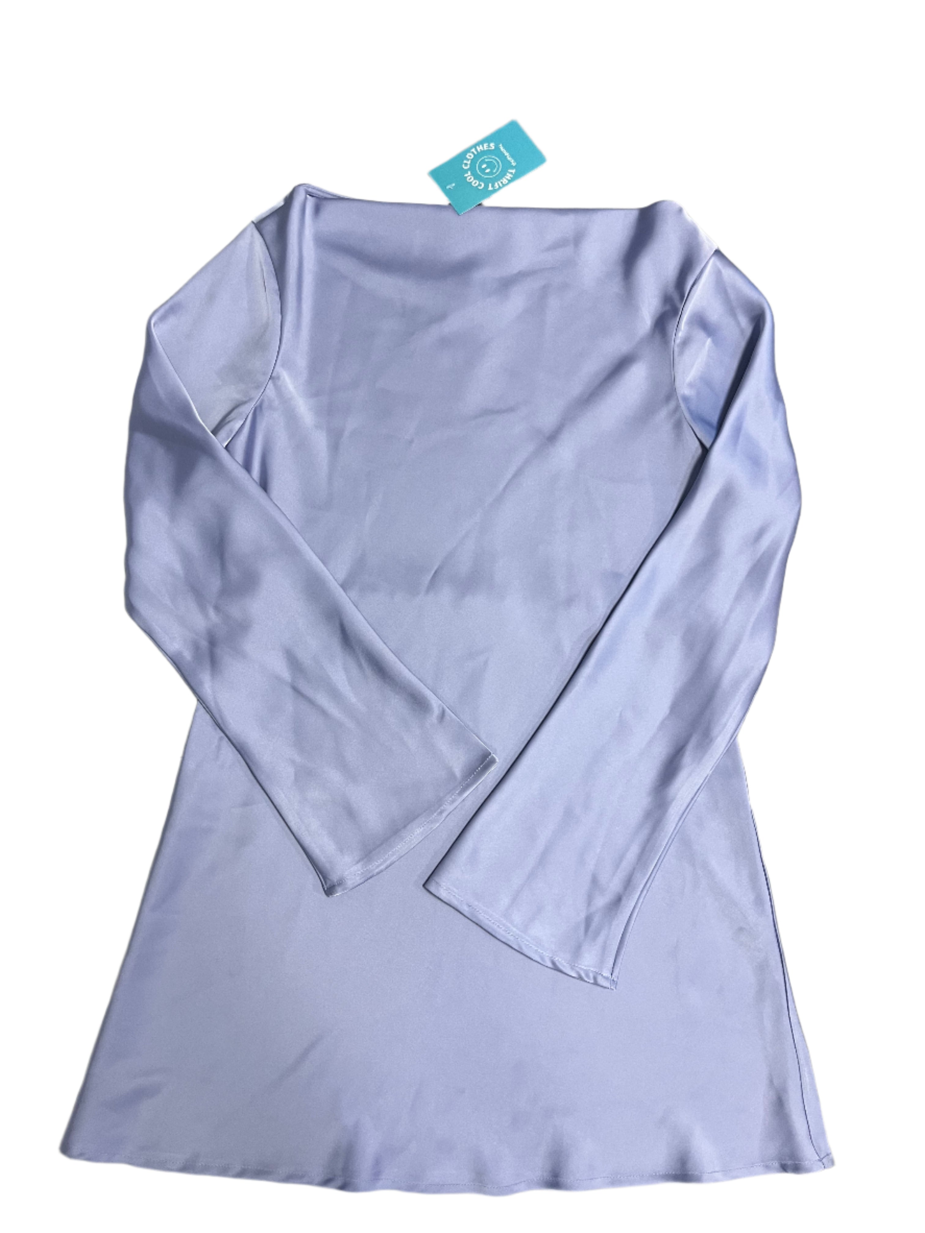 purple deluc silky ls dress nwt, s