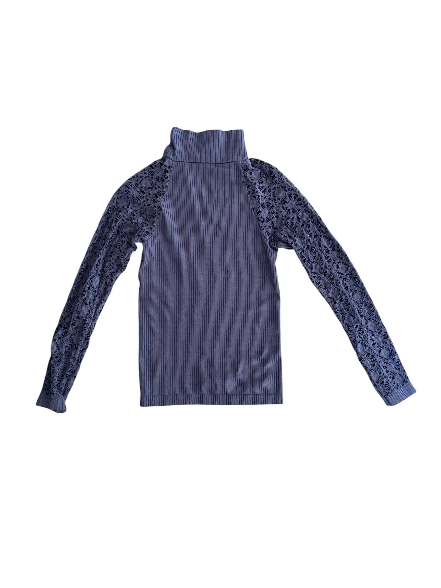 blue free people ribbed netted ls top, m/l