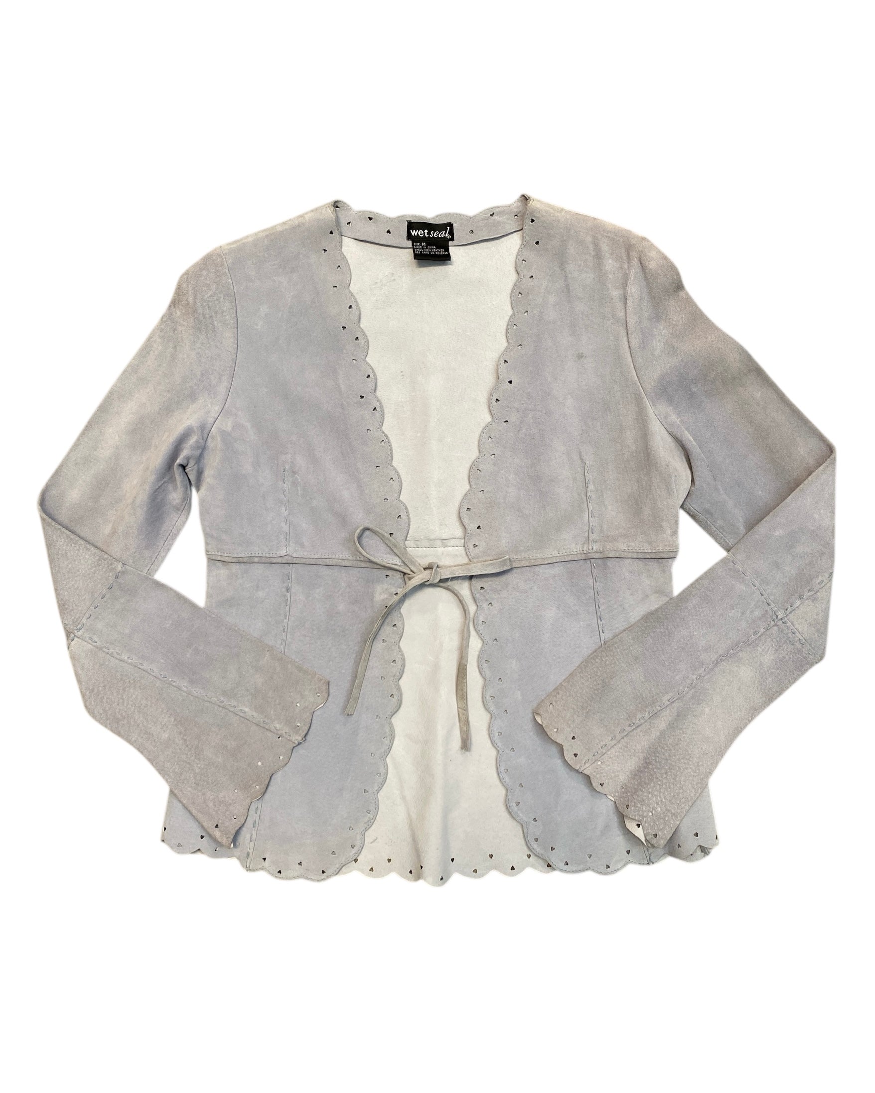 gray wet seal suede tie top, m