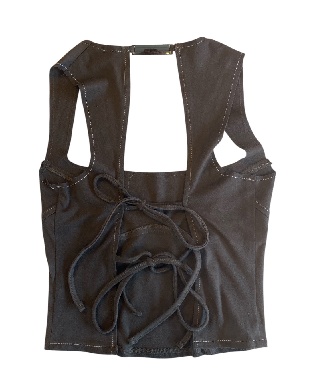brown edikted open back tank, xs