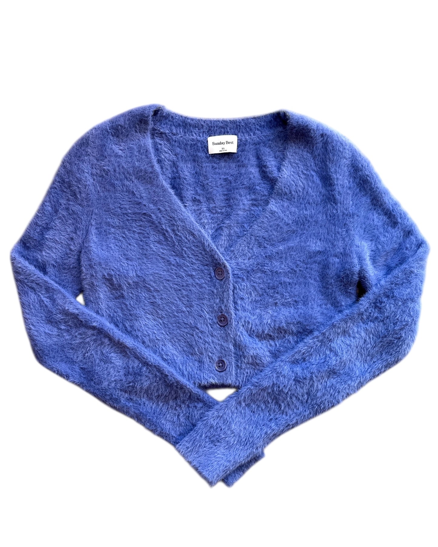 periwinkle sunday best soft sweater crop, xs