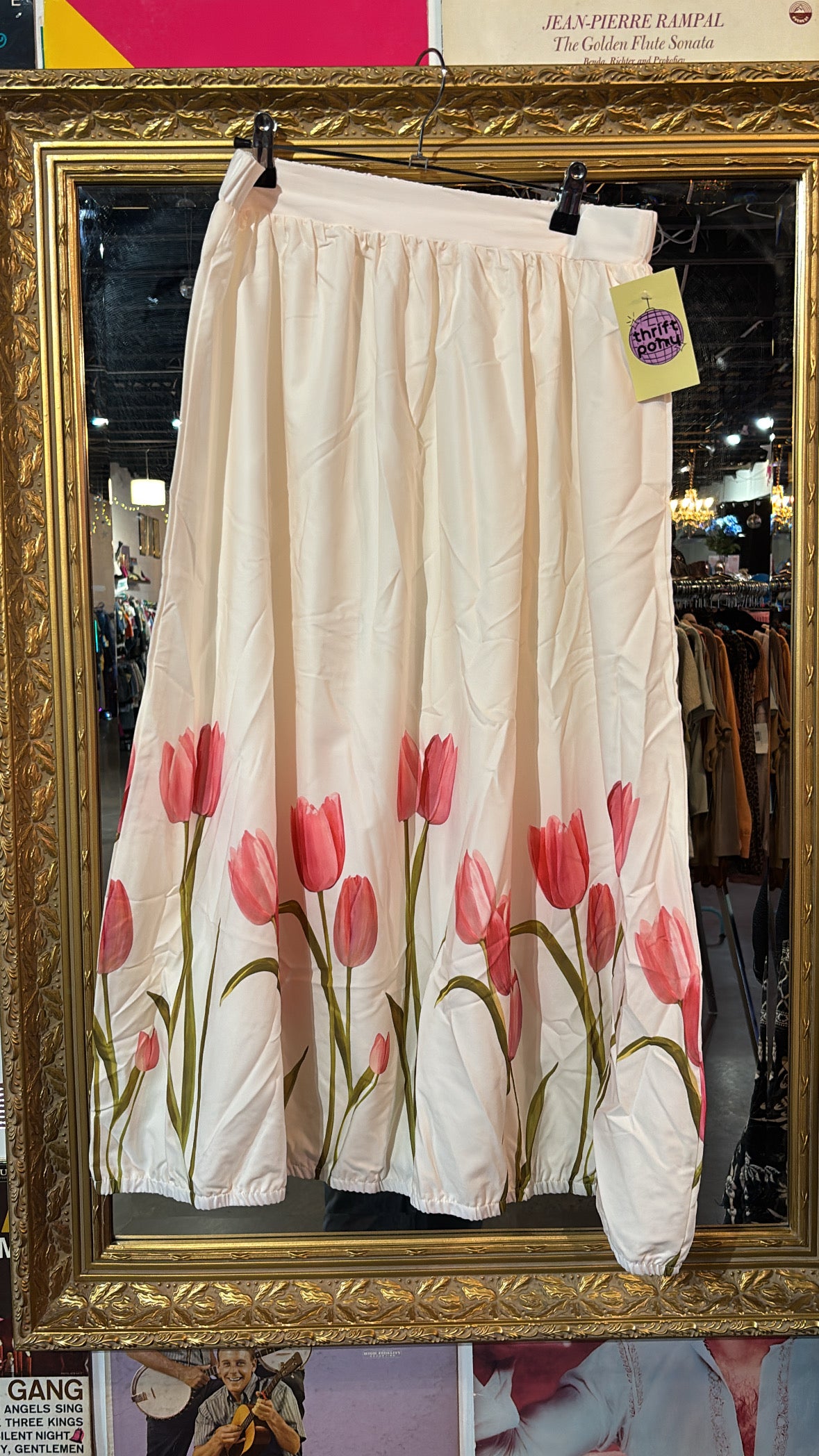 white pink green  tulip skirt, L