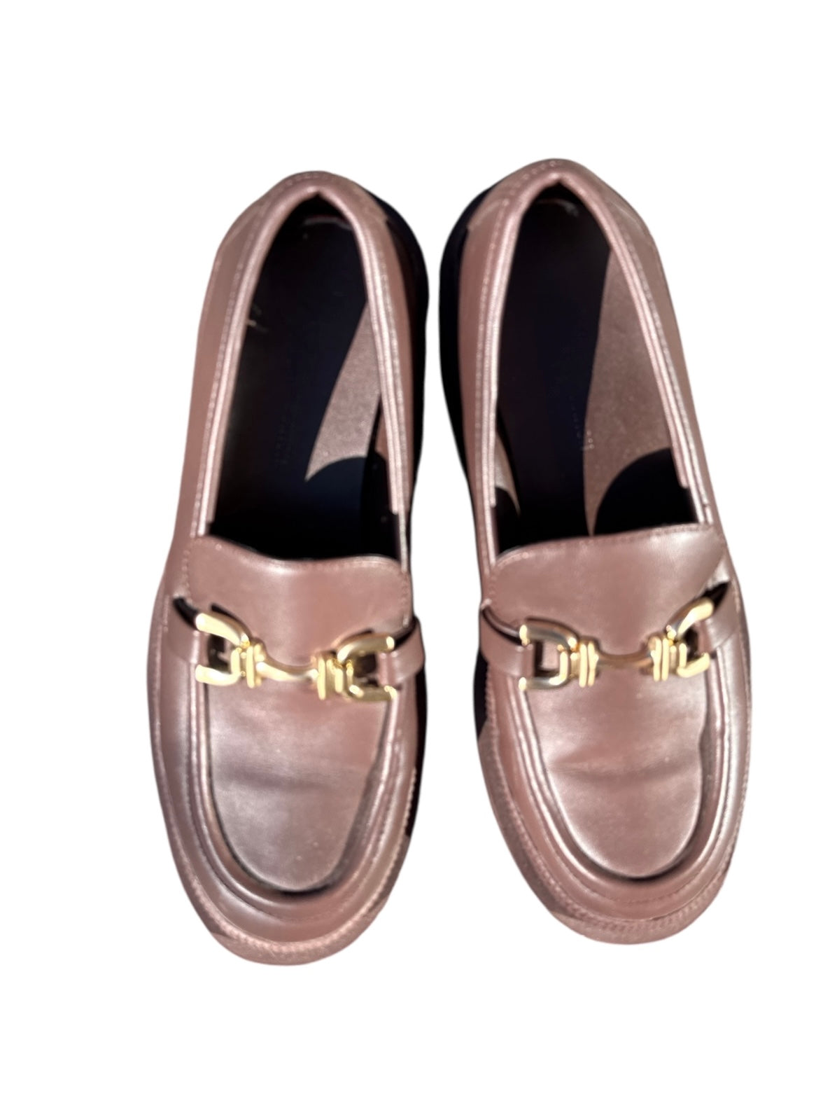 brown bcbg platform loafers, 7